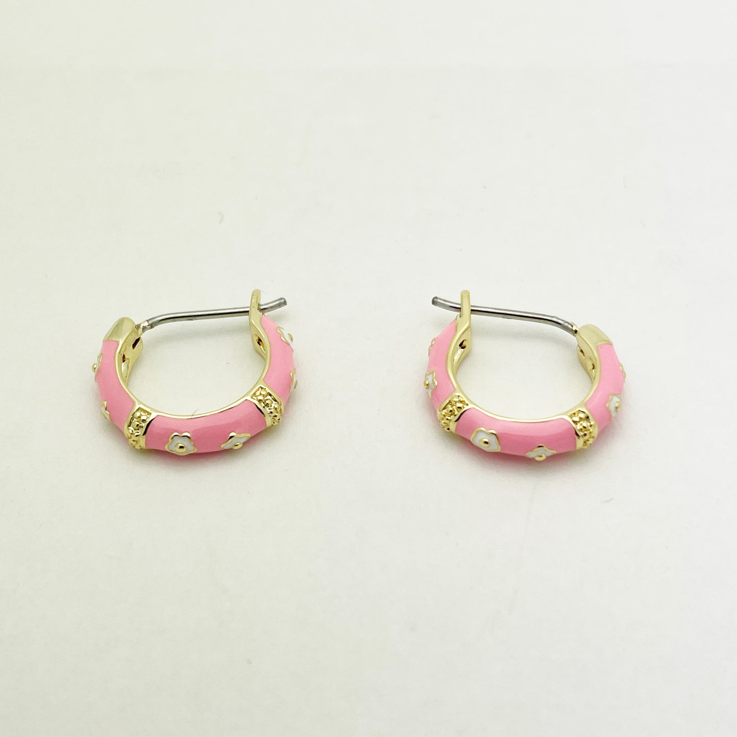 Pink Rainbow Hoop Earrings 14mm (Surgical Steel Post) Earrings