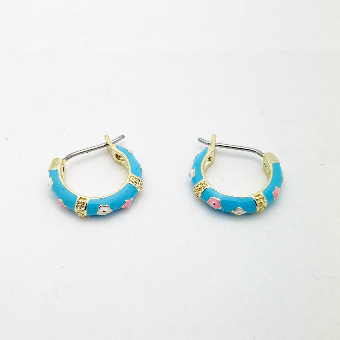 Blue Rainbow Hoop Earrings 14mm (Surgical Steel Post) Earrings