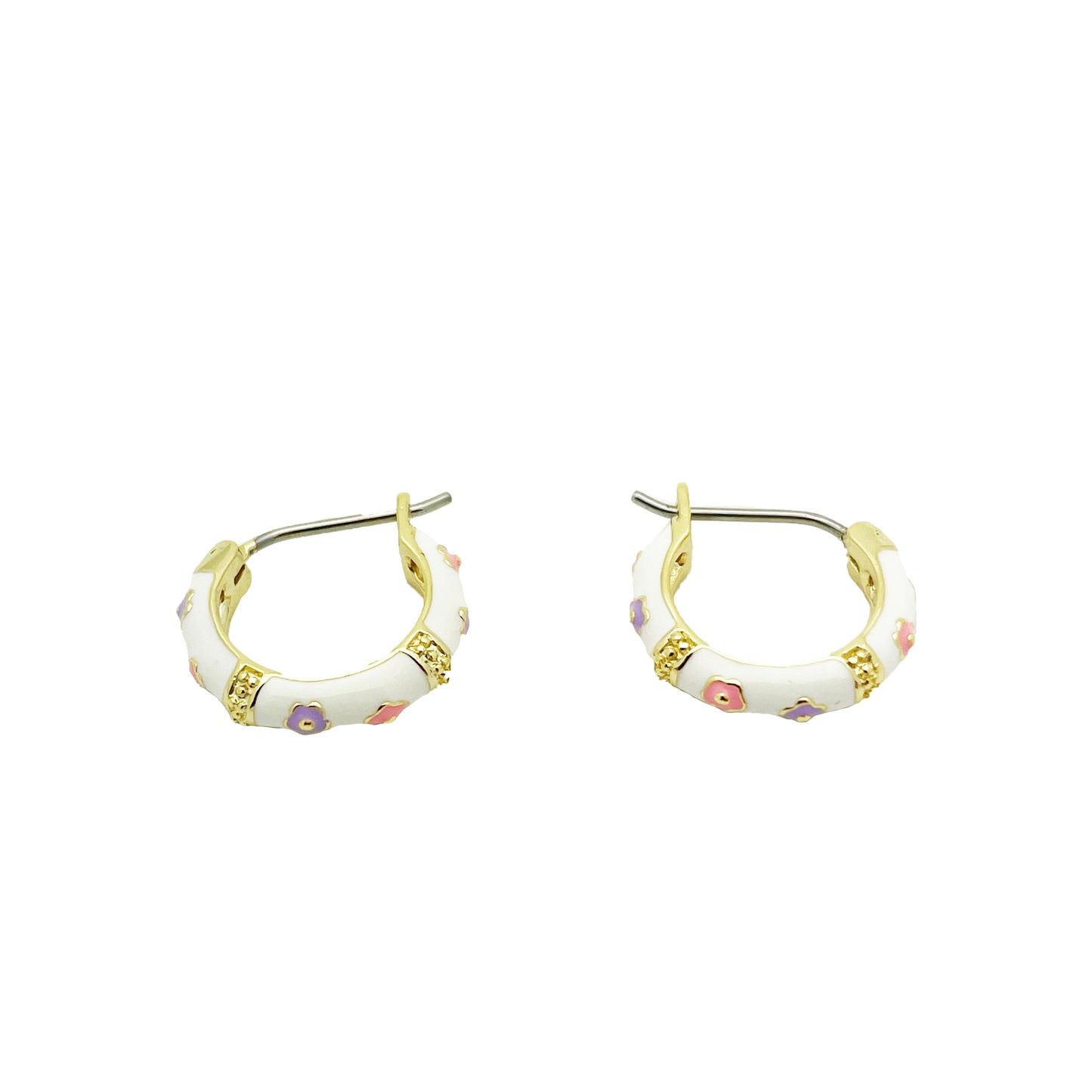 White Rainbow Hoop Earrings 14mm (Surgical Steel Post) Earrings