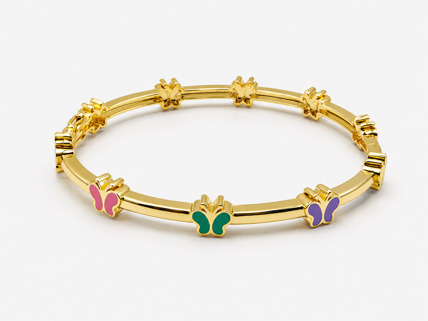 Enamel Bangle Bracelet Rainbow Butterflies
