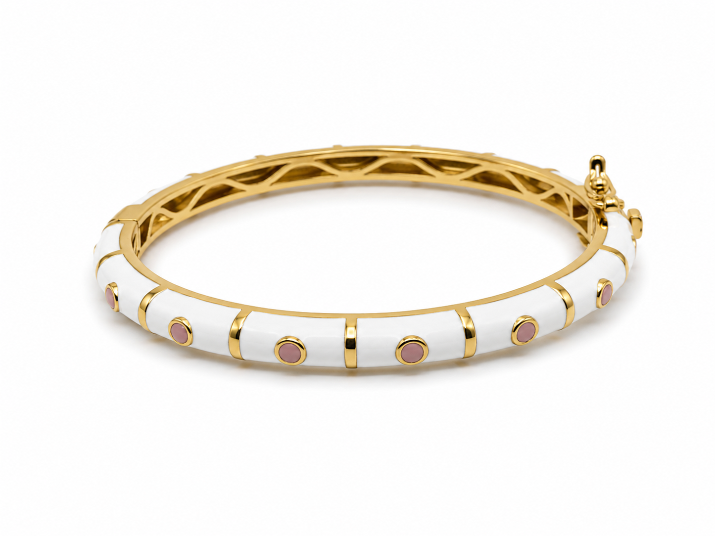 Enamel Bangle Bracelet Pink Dots
