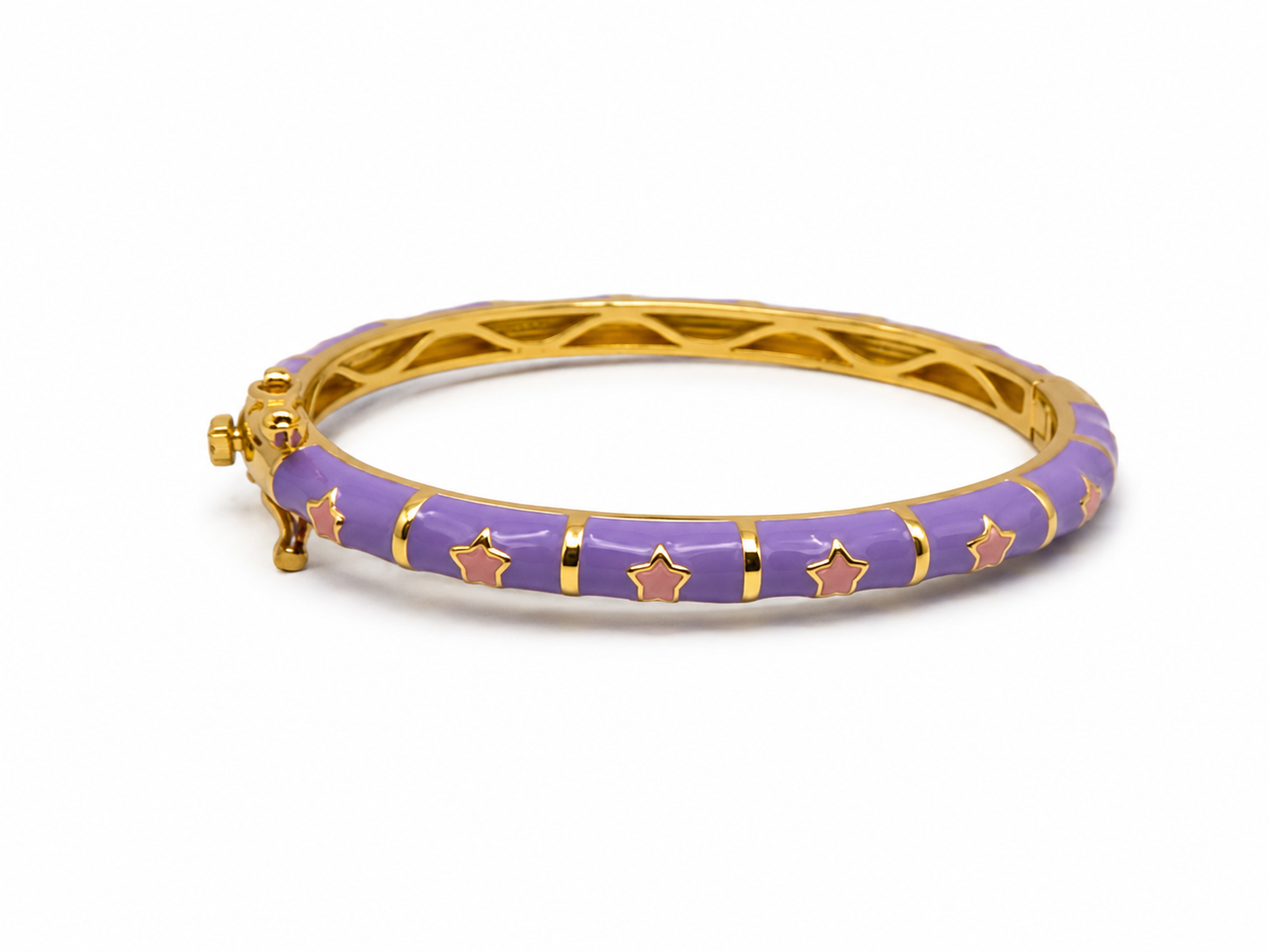 Enamel Bangle Bracelet Pink Stars