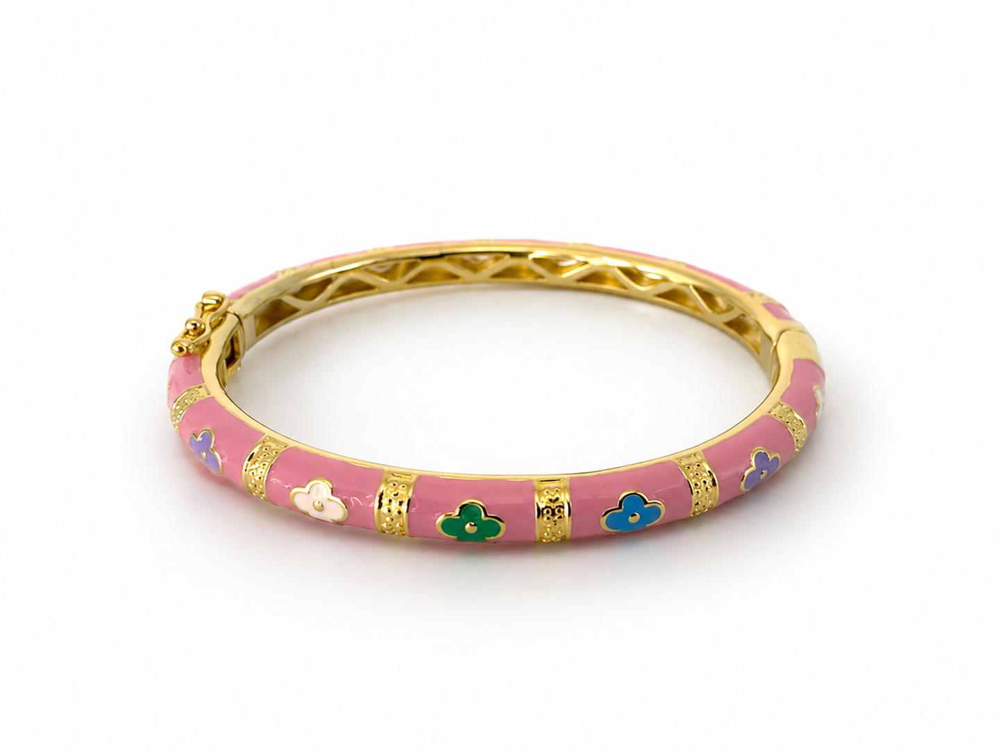 Enamel Bangle Bracelet Rainbow Clovers