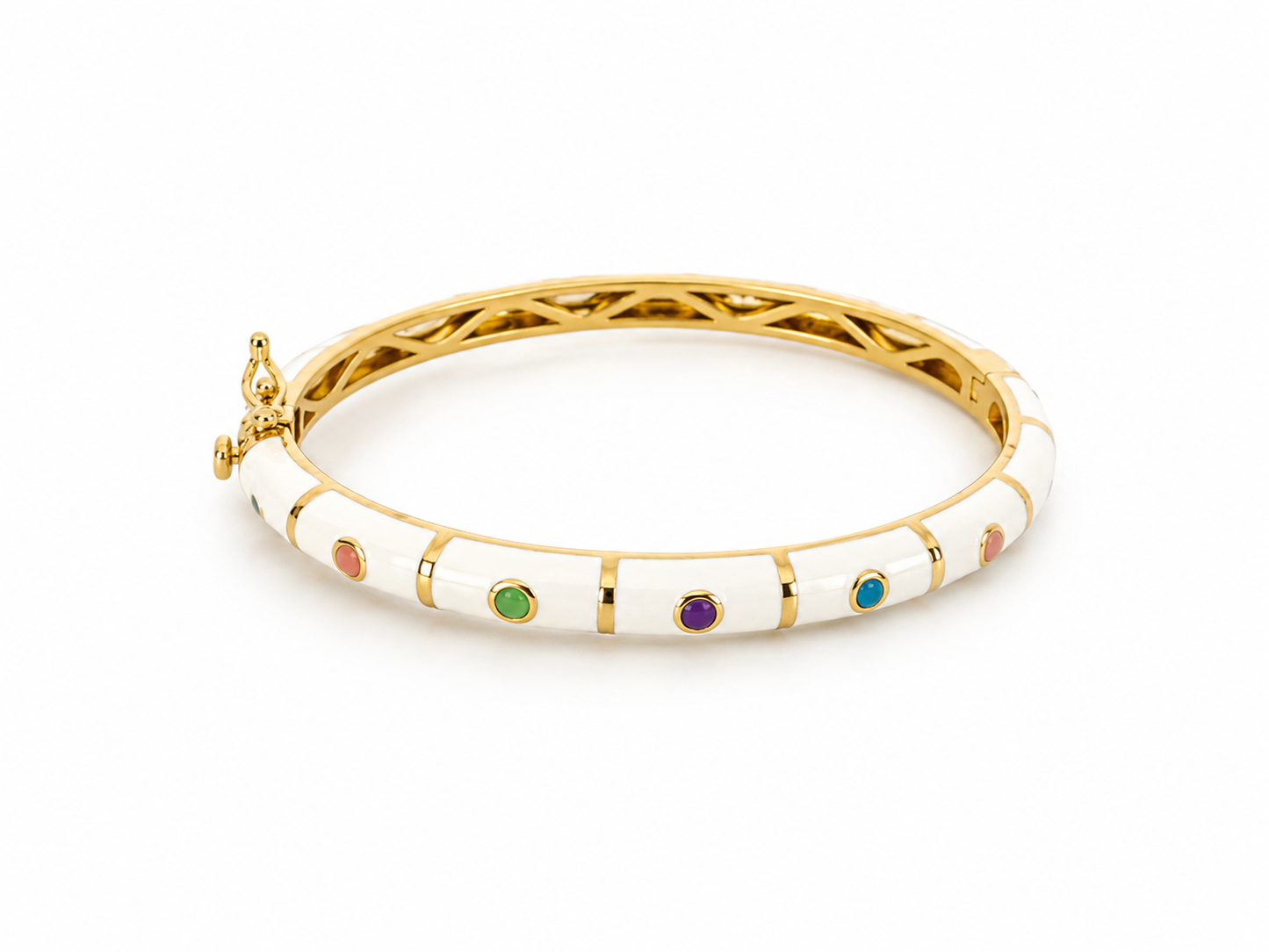 Enamel Bangle Bracelet Rainbow Dots