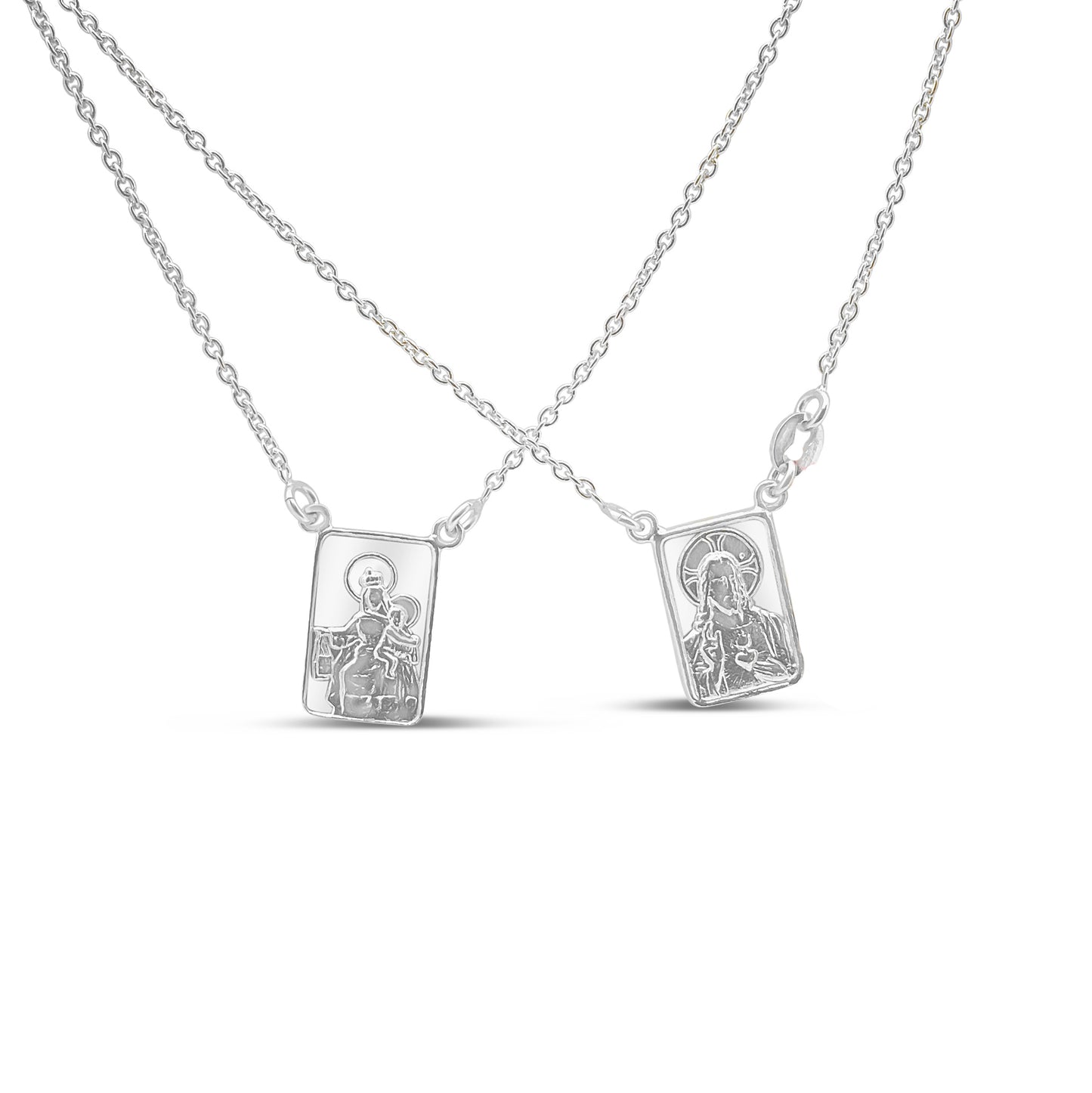 Rhodium Plated Silver Escapulario Necklace Necklaces