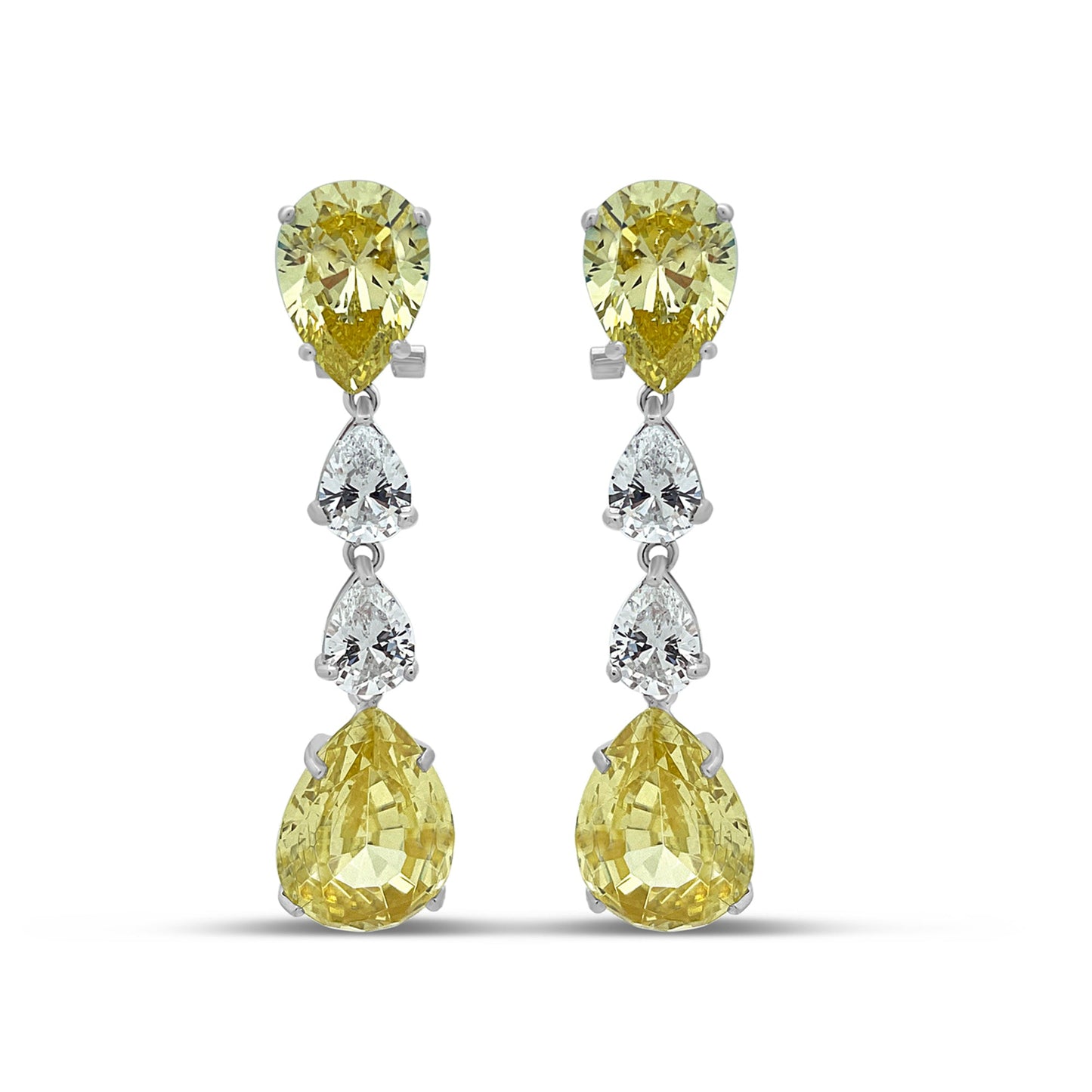 Linear Gala Simulated Canary Diamond Omega Earrings