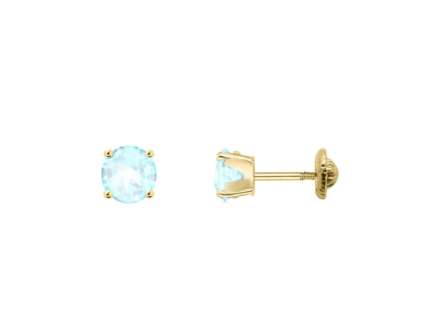 14k Gold Blue Topaz Screwback Earrings (3mm) Earrings