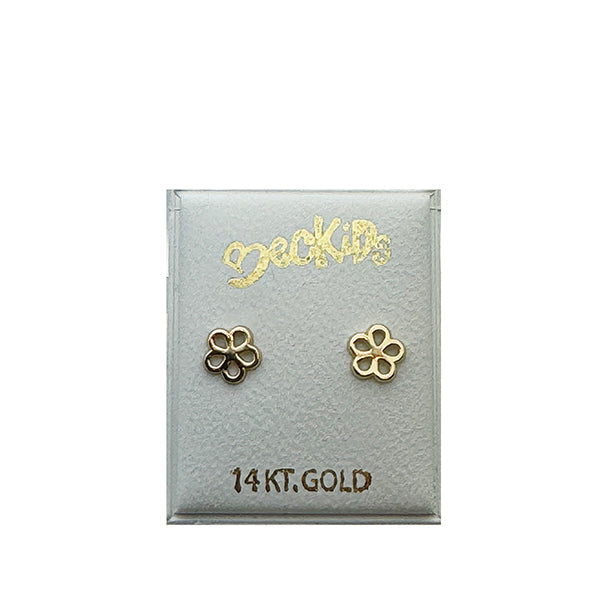 14k Yellow Gold Open Flower Screwback Stud Earrings EARRINGS
