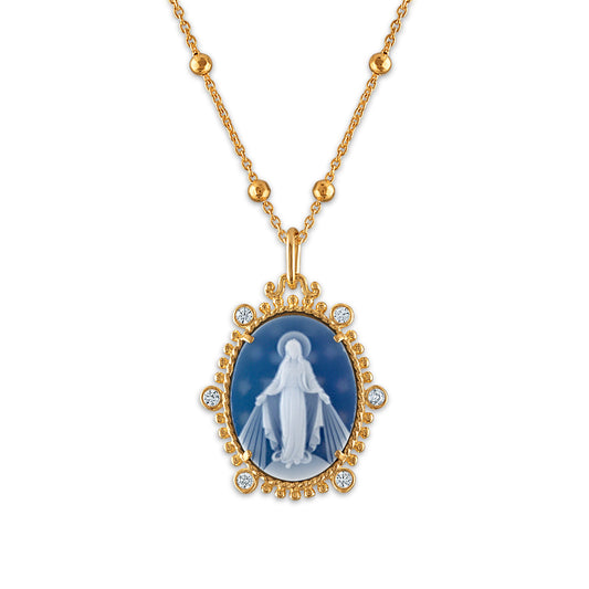 14k Gold Imperial Miraculous Mary Medallion Necklaces