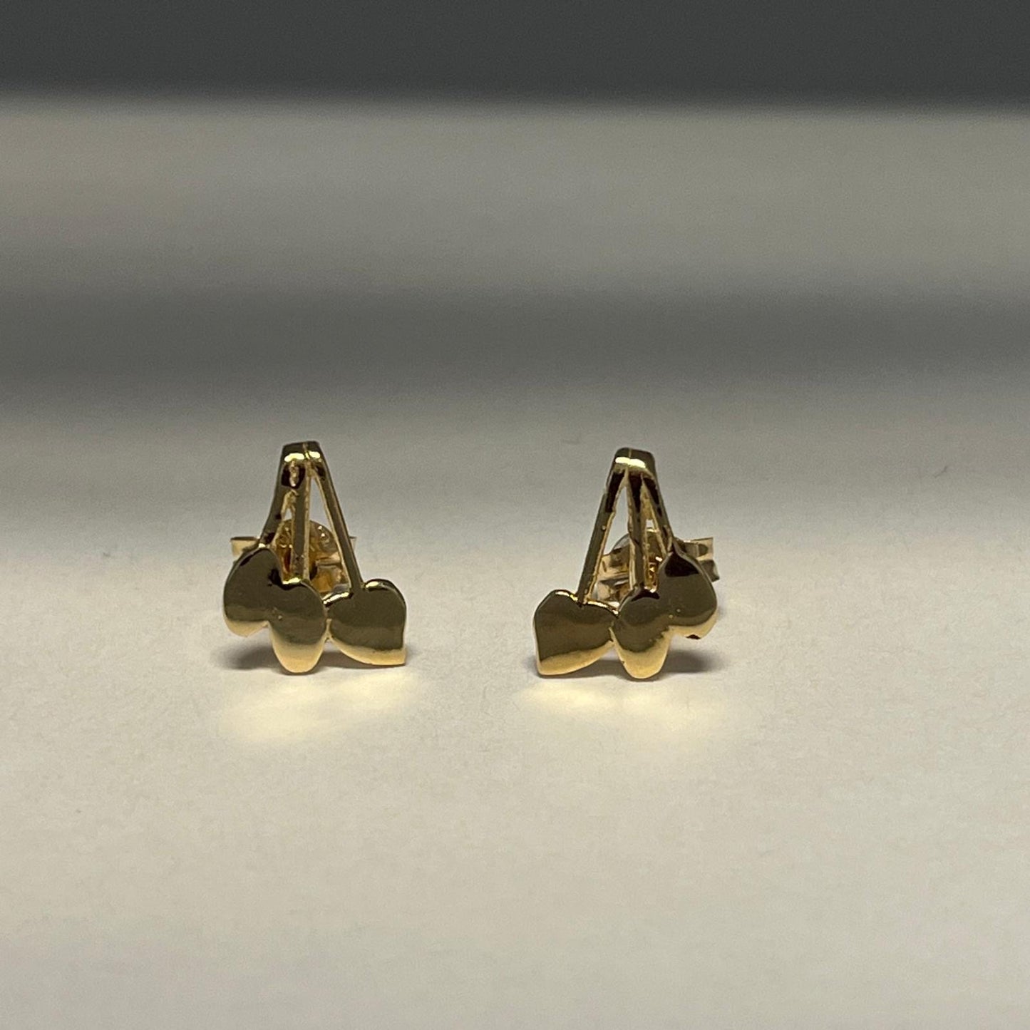 14k Gold Dangling Hearts & Cherries Stud Earrings Earrings
