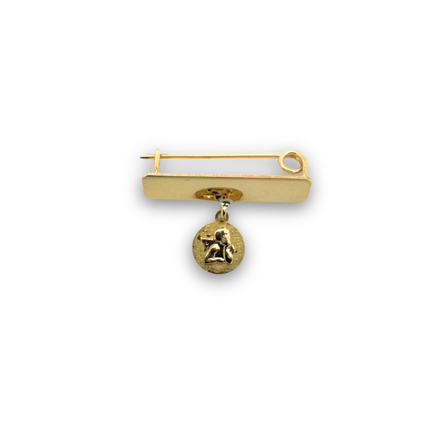 14k Gold Angel de la Guardia Engravable Safety Pin Pins