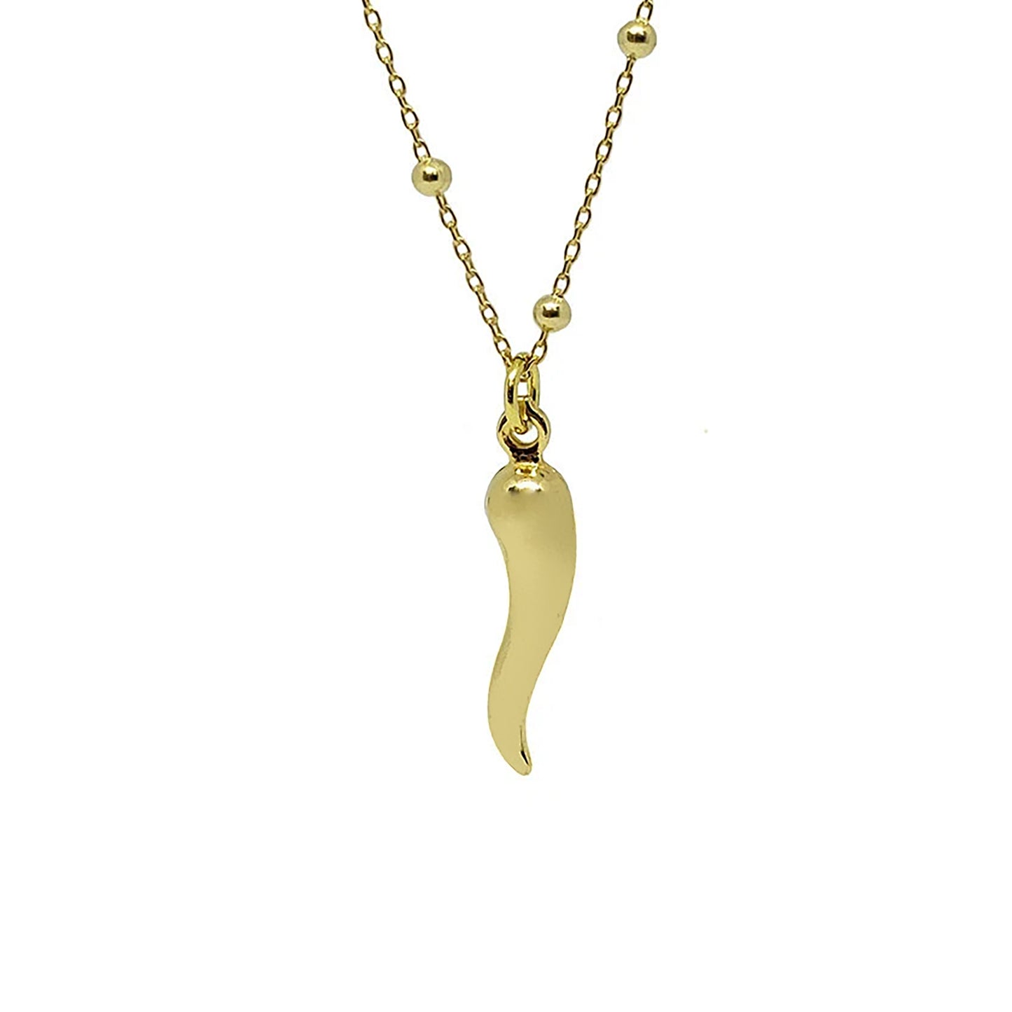 14k Gold Plated Sterling Silver Italian Horn Pendant Necklace Necklaces