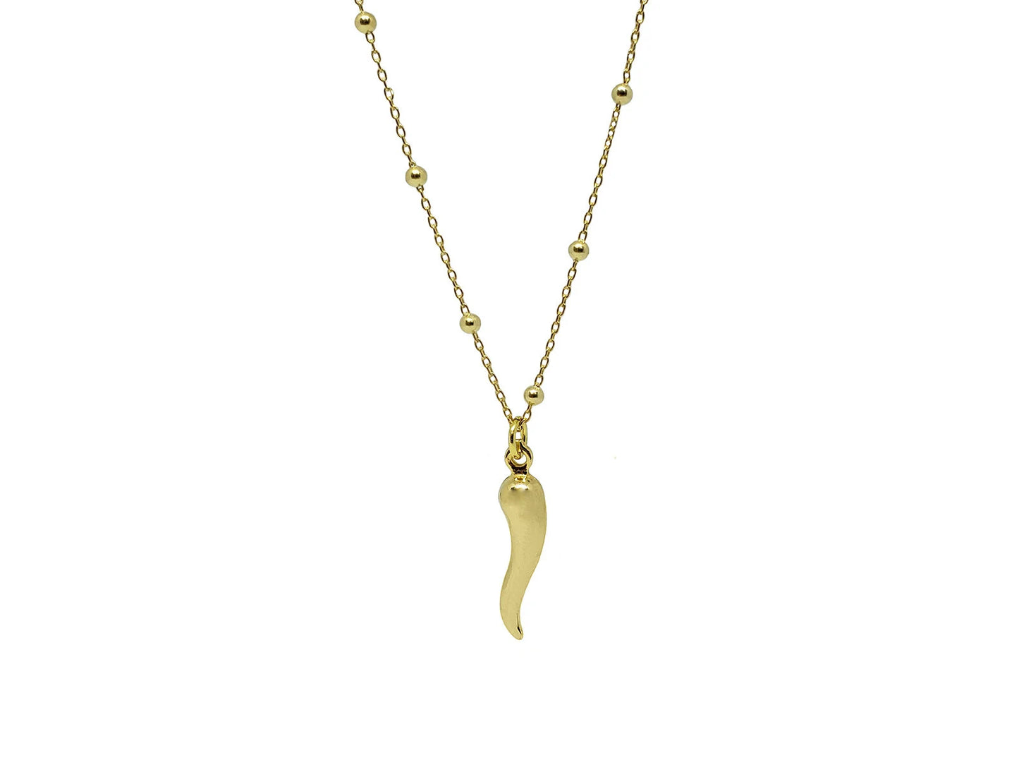 14k Gold Plated Sterling Silver Italian Horn Pendant Necklace Necklaces
