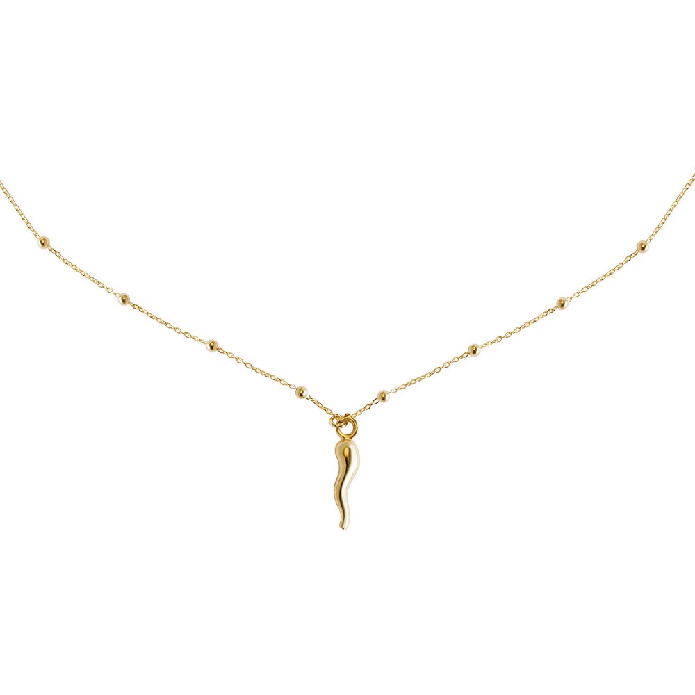14k Gold Plated Sterling Silver Italian Horn Pendant Necklace Necklaces