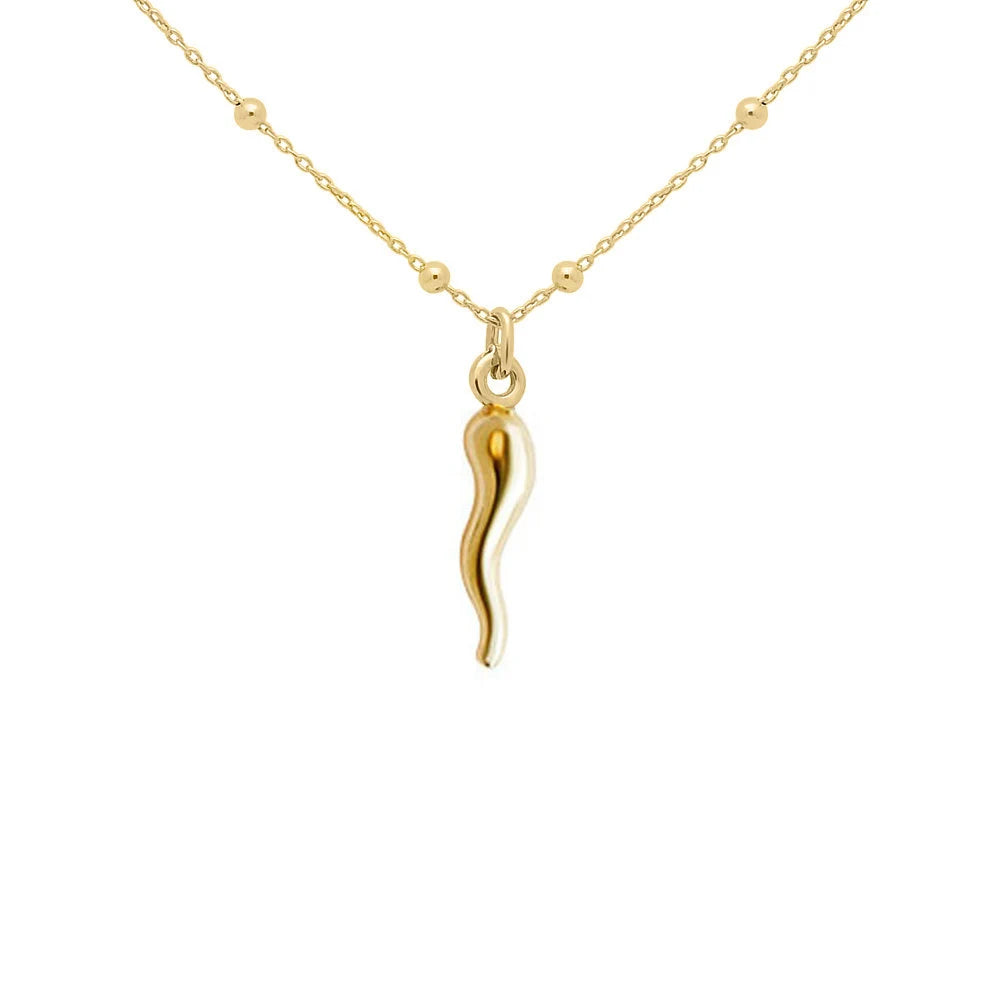 14k Gold Plated Sterling Silver Italian Horn Pendant Necklace Necklaces