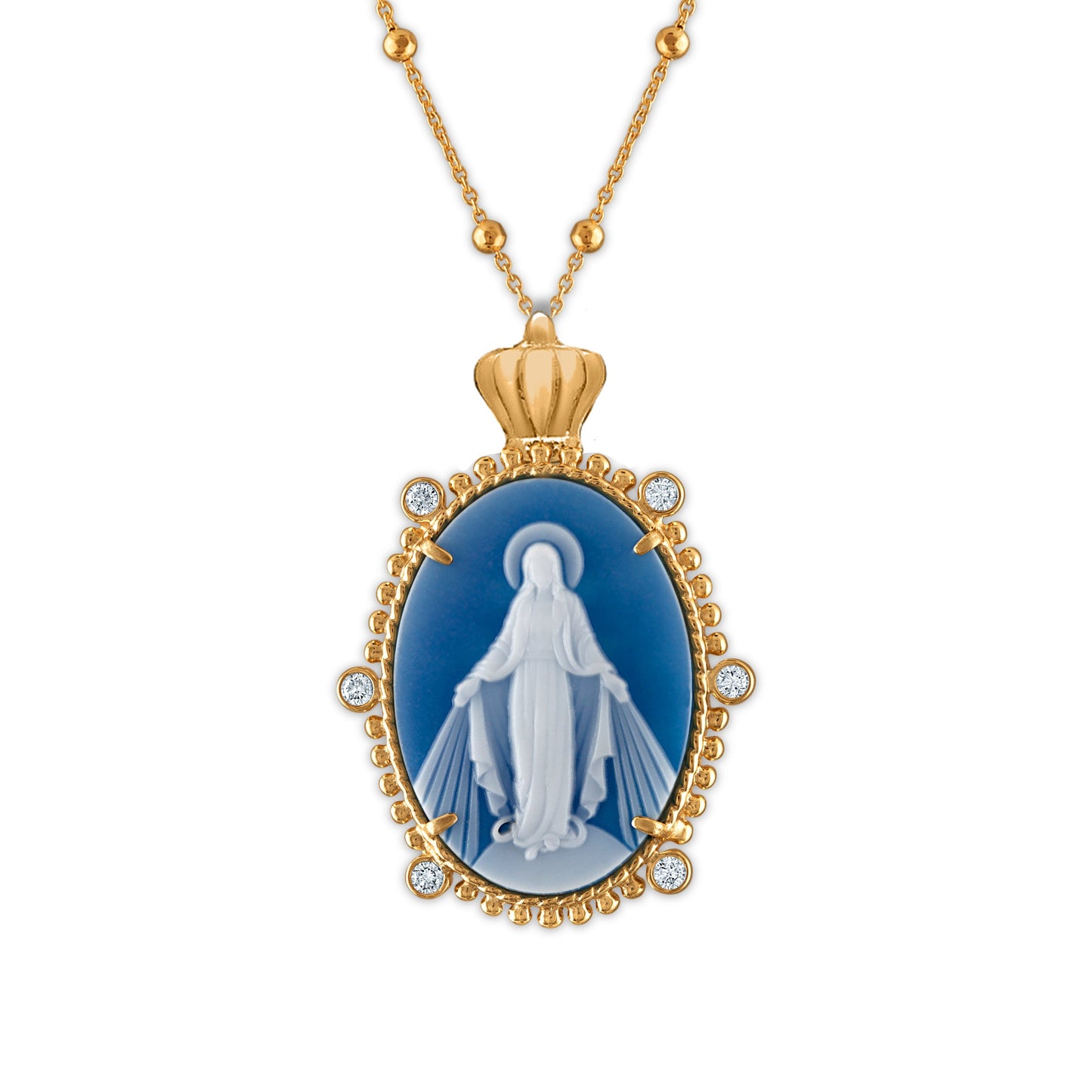Crowned 18k Gold Emperatriz Miraculous Mary Medallion
