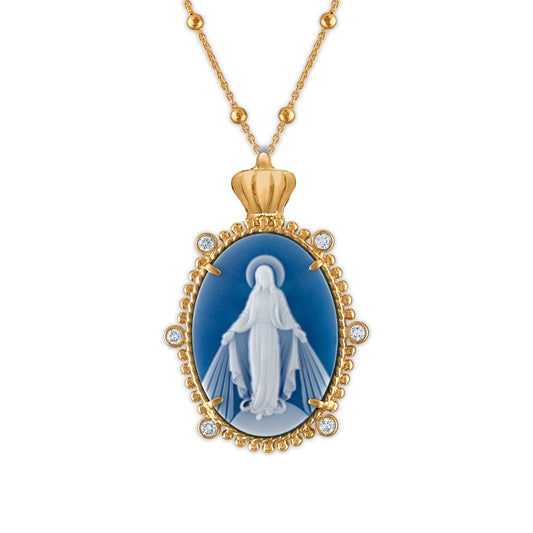 Crowned 18k Gold Emperatriz Miraculous Mary Medallion Necklaces
