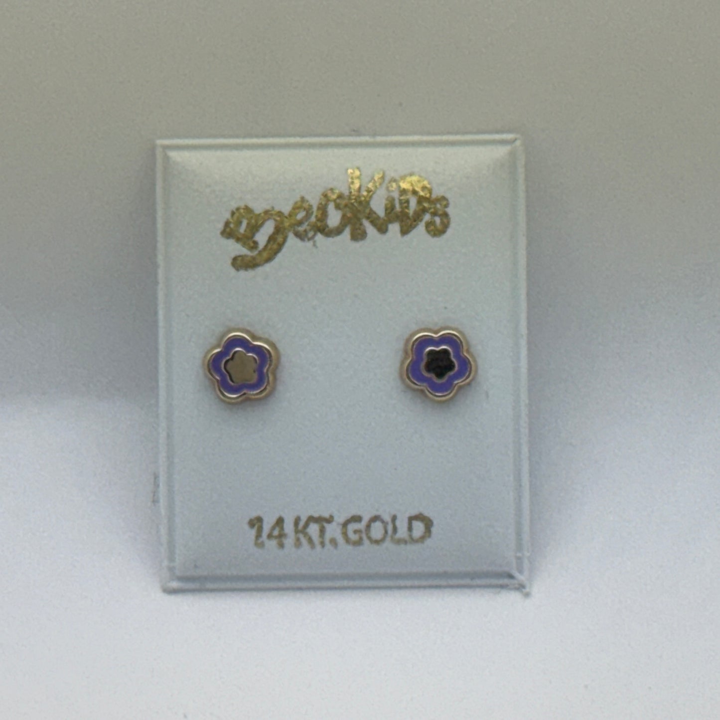 14k Gold Violet Enamel Heart Earrings - Safety Screwbacks Earrings