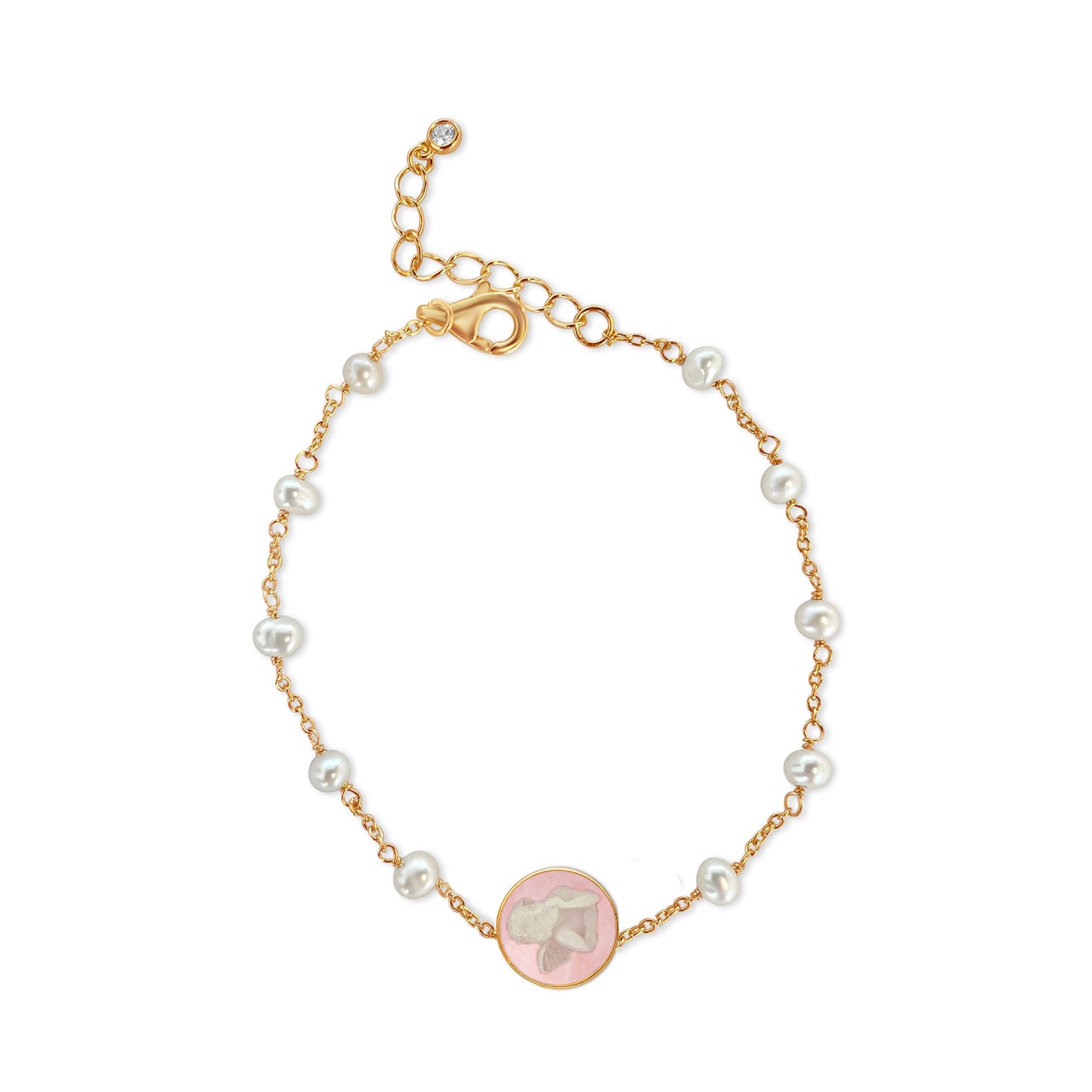 Rose Guardian Angel Pearl Rosary Bracelet (Baby)
