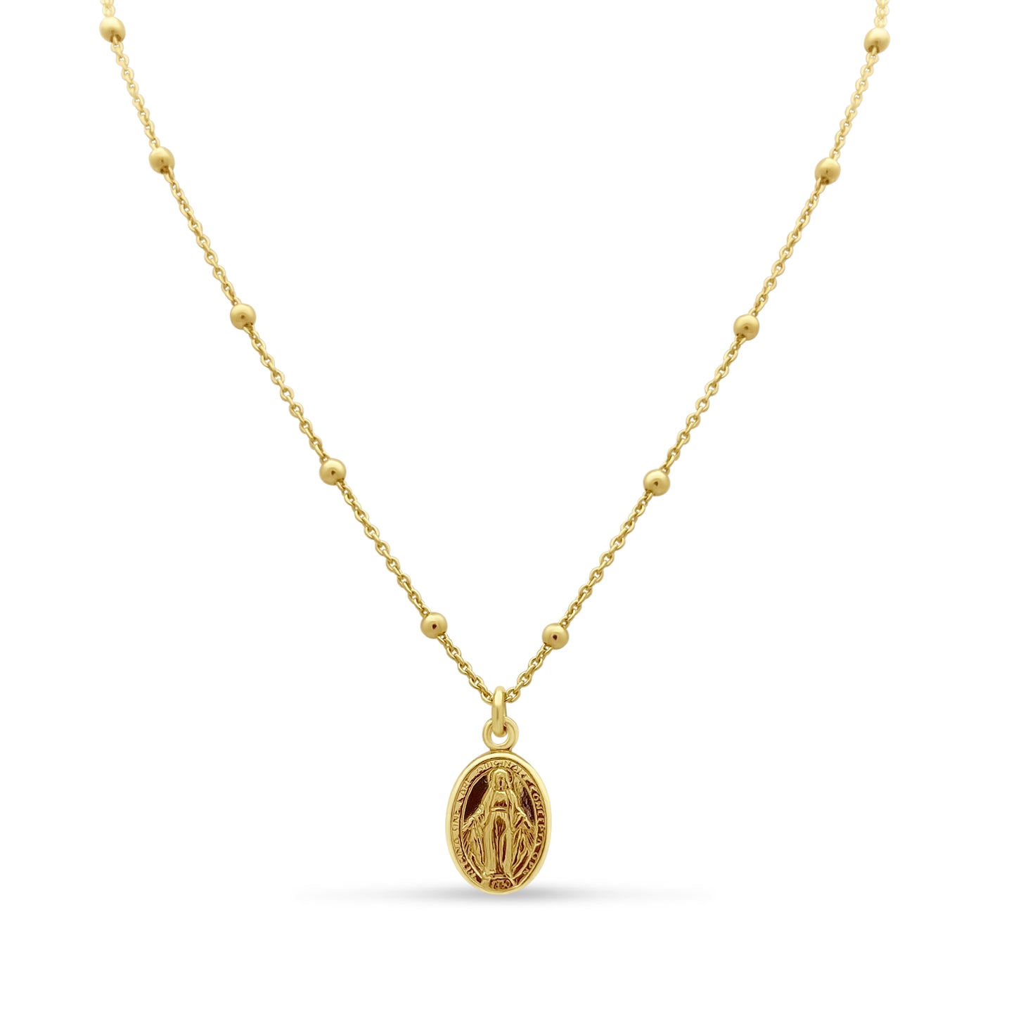14k Gold Plated Sterling Silver Virgen Milagrosa Necklace Necklaces