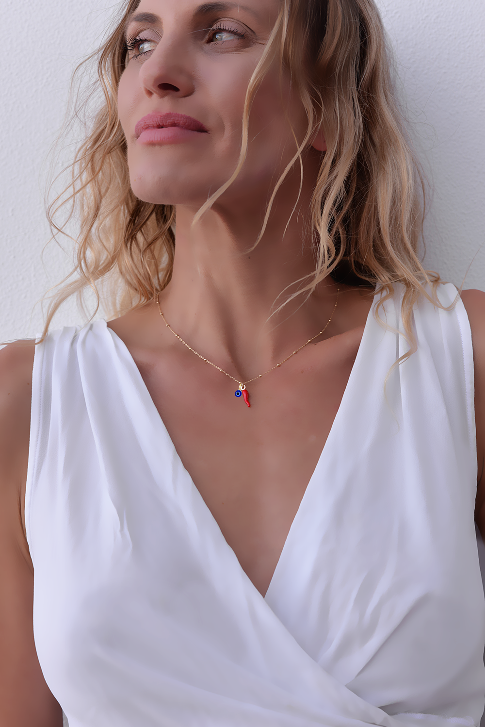 14k Gold Plated Sterling Silver Red Italian Horn Pendant Necklace Necklaces