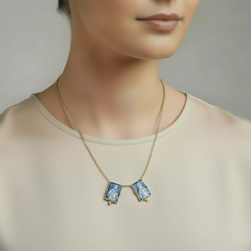 Scapular Necklace Sacred Heart & Our Lady of Mount Carmel