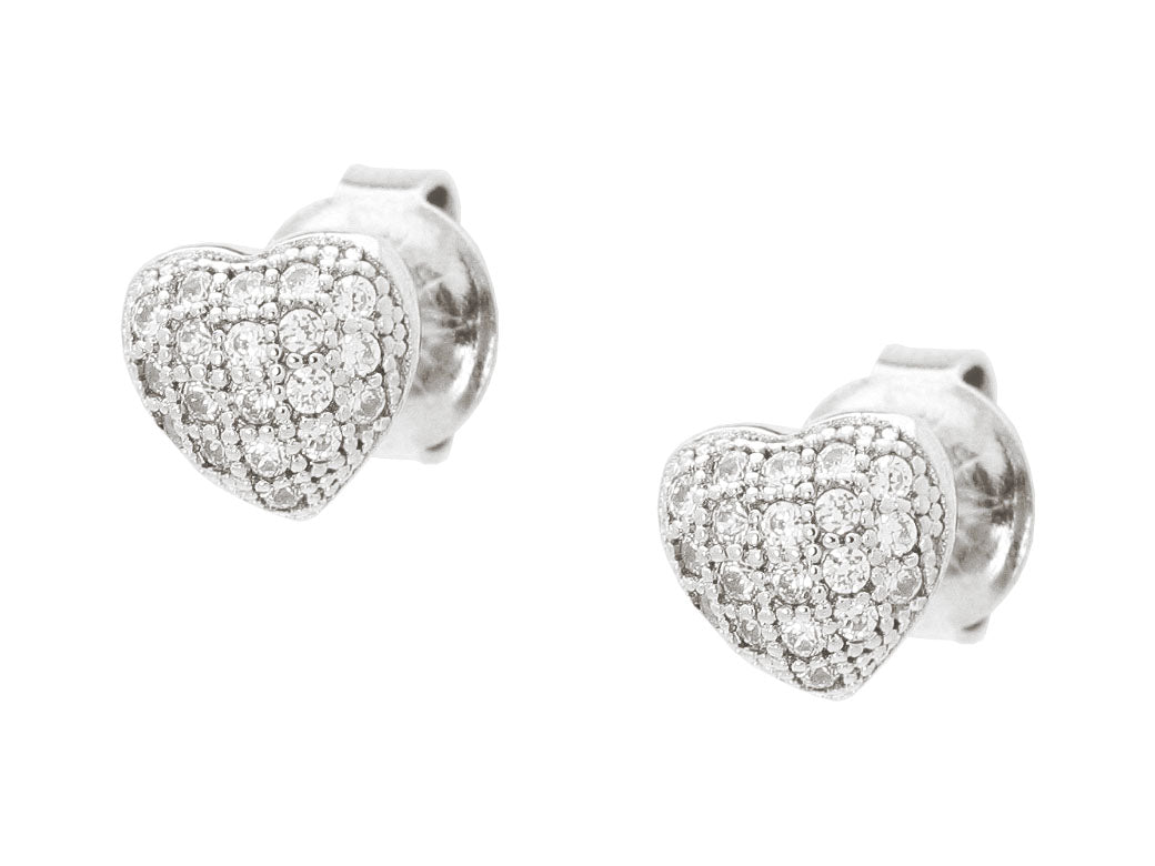Micro Pave Heart Cz Studs Earrings