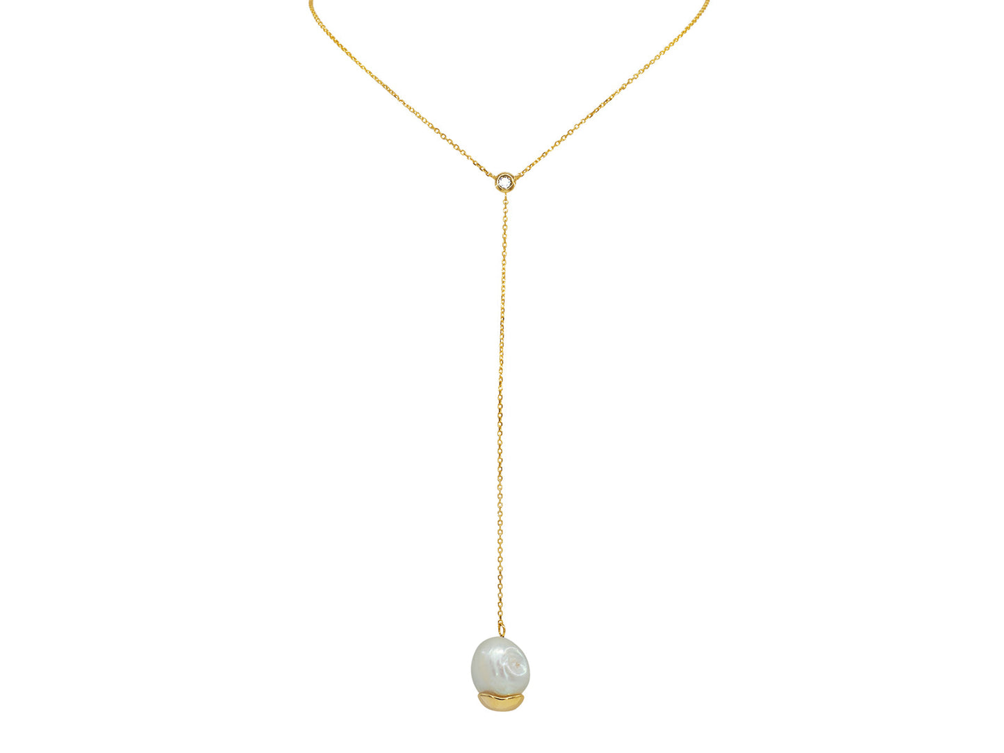 Met Gala Capped Pearl Lariat Drop Necklace Necklaces