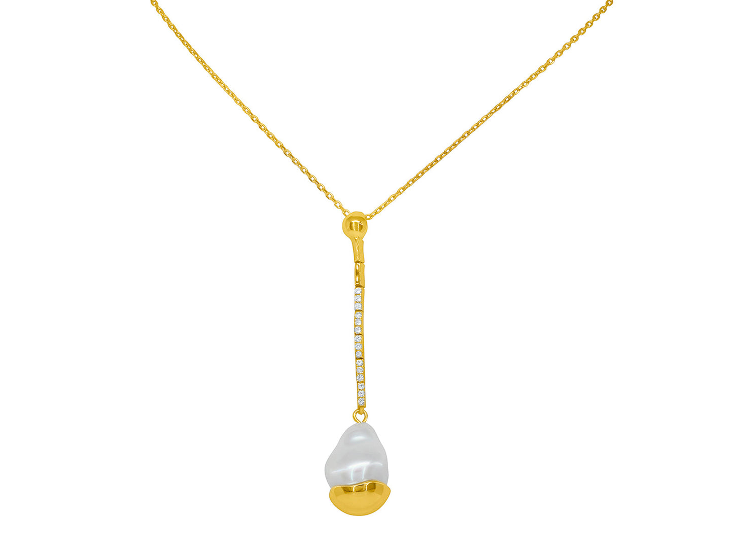 Met Gala Capped Pearl Drop Necklace Necklaces