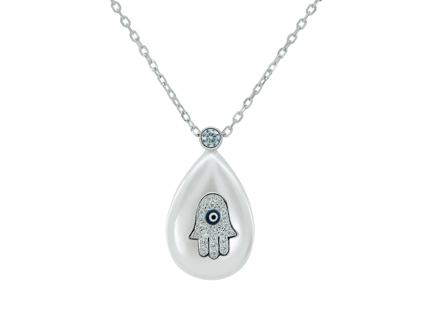 Mother of Pearl Hamsa Necklace Necklaces