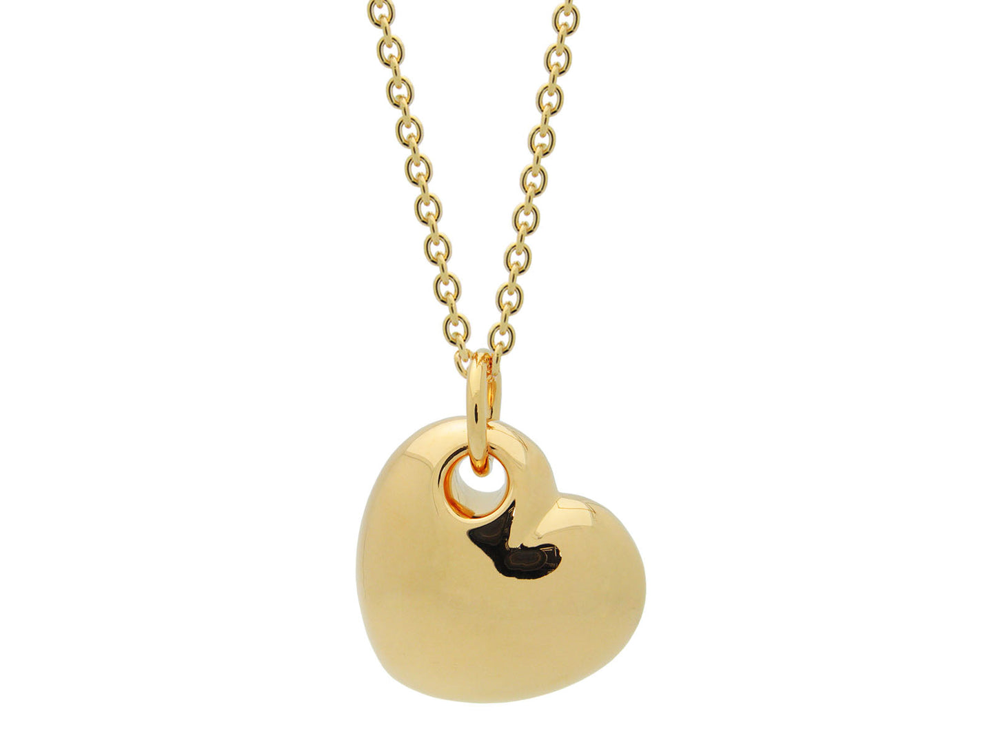 18k Gold Plated Puffy Heart Necklace, 15 Inches Necklaces