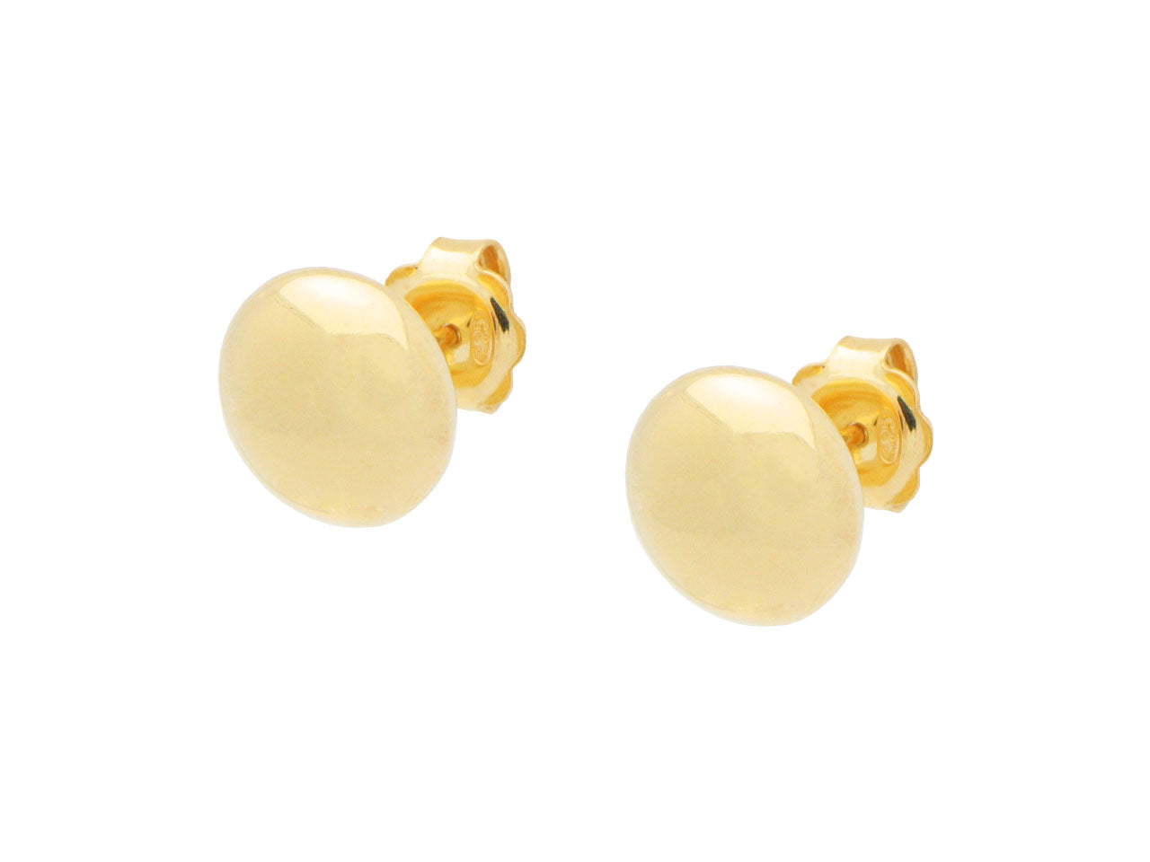 Golden Flat Ball Stud Earrings (Mirror Finish) Earrings