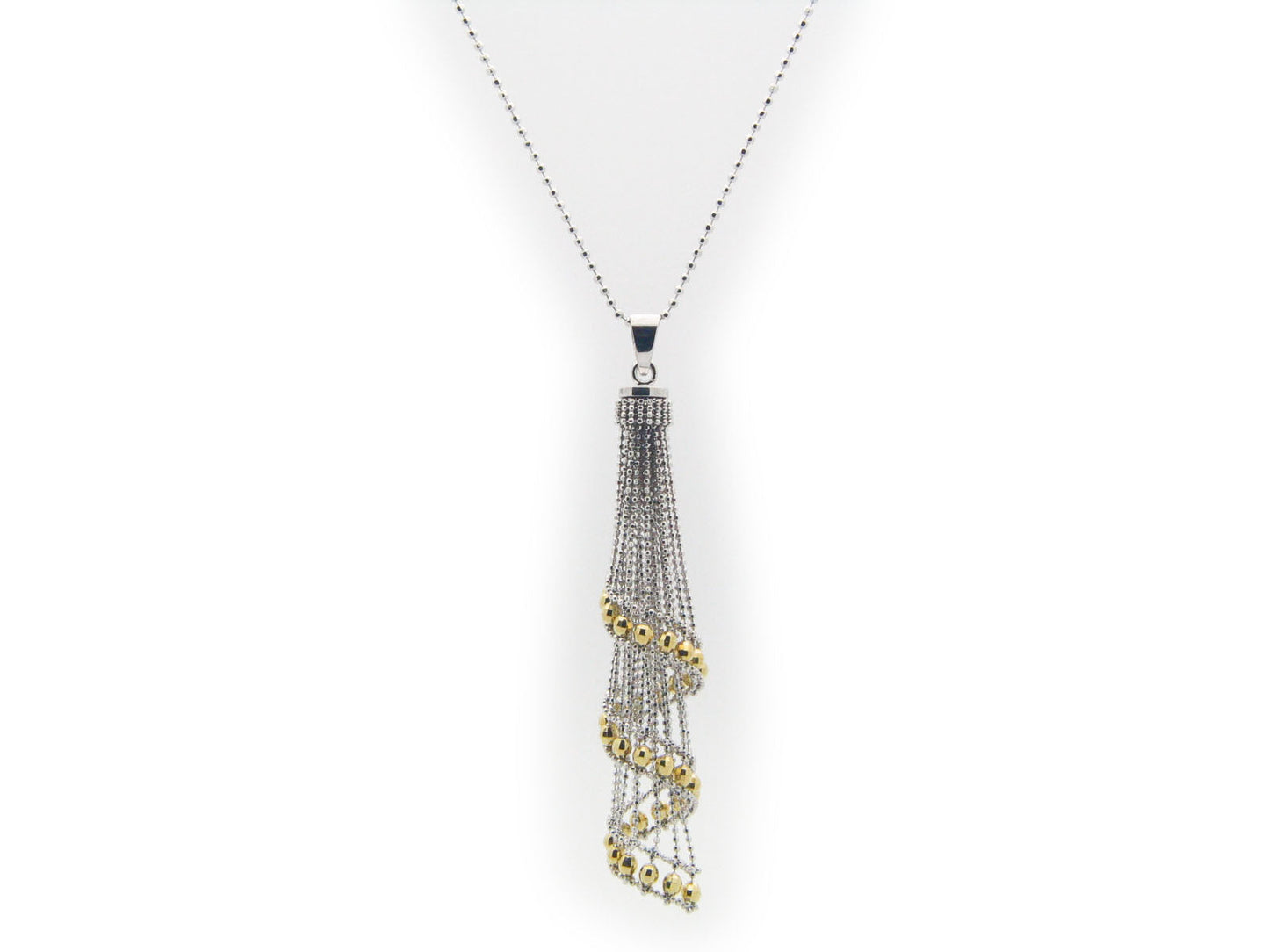 Golden Swirling Silk Tassel Necklace Necklaces