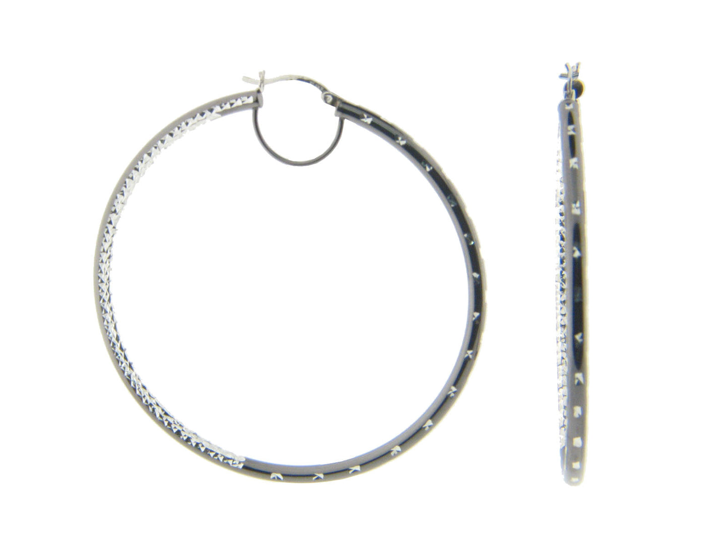 Large Diamond Cut Sterling Silver Hoop Earrings Earrings
