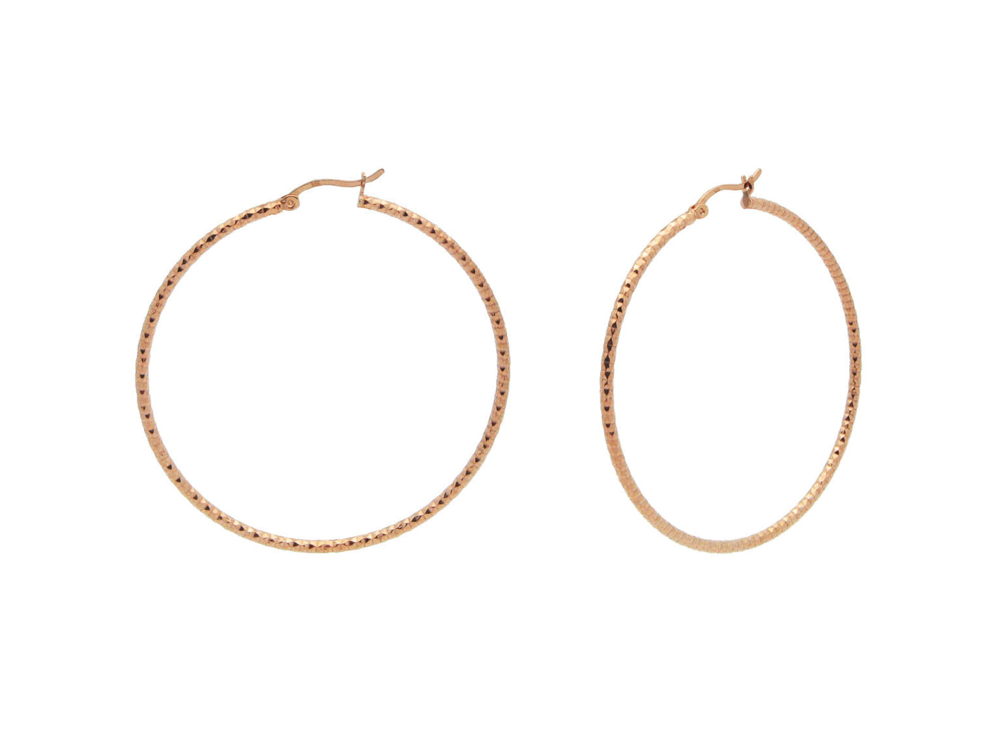 Rose Diamante Cut Hoops (40mm) Earrings