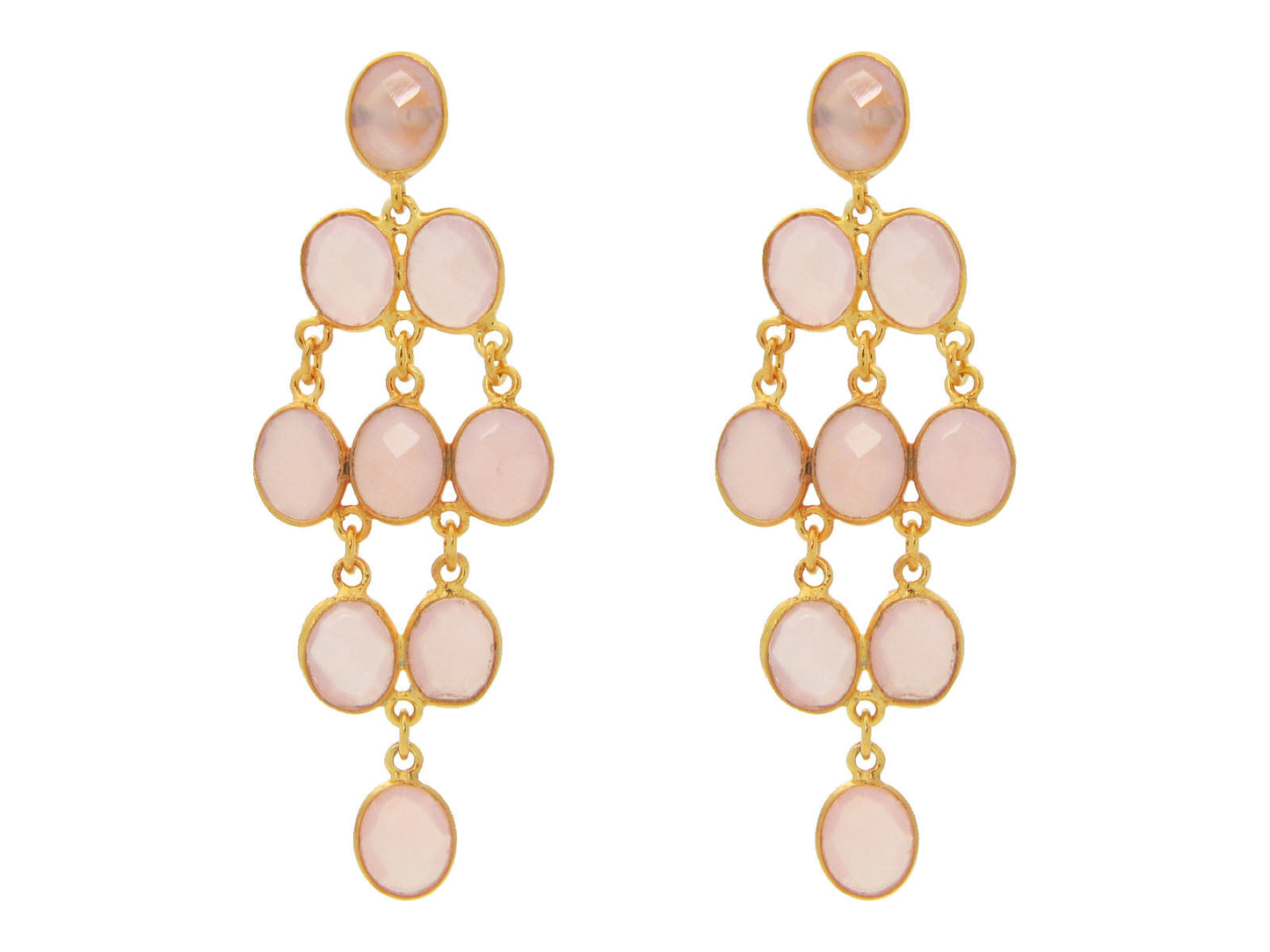Rose Quartz Chandelier Earrings Earrings