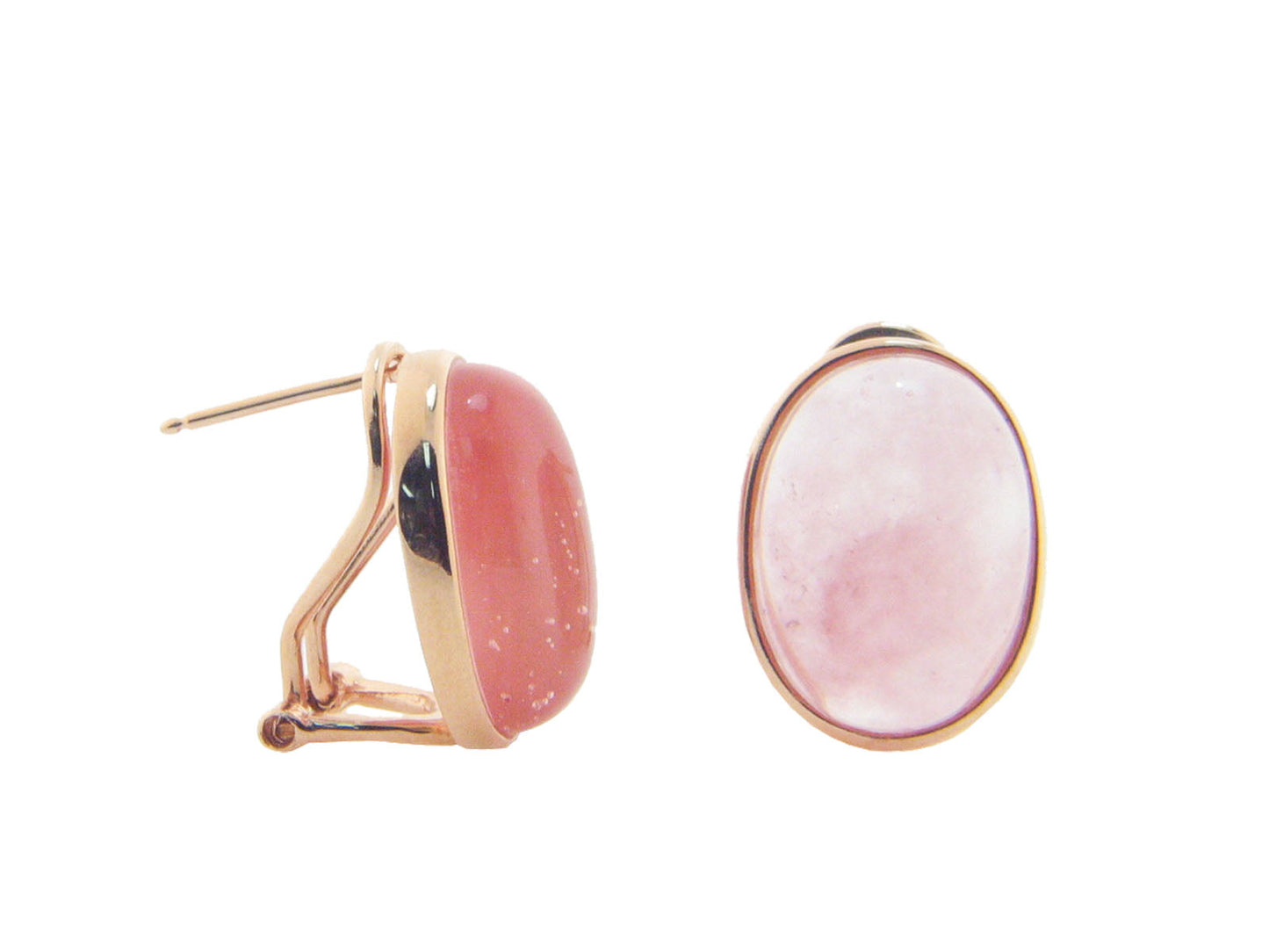 Oval Strawberry Cabuchon Earrings Earrings