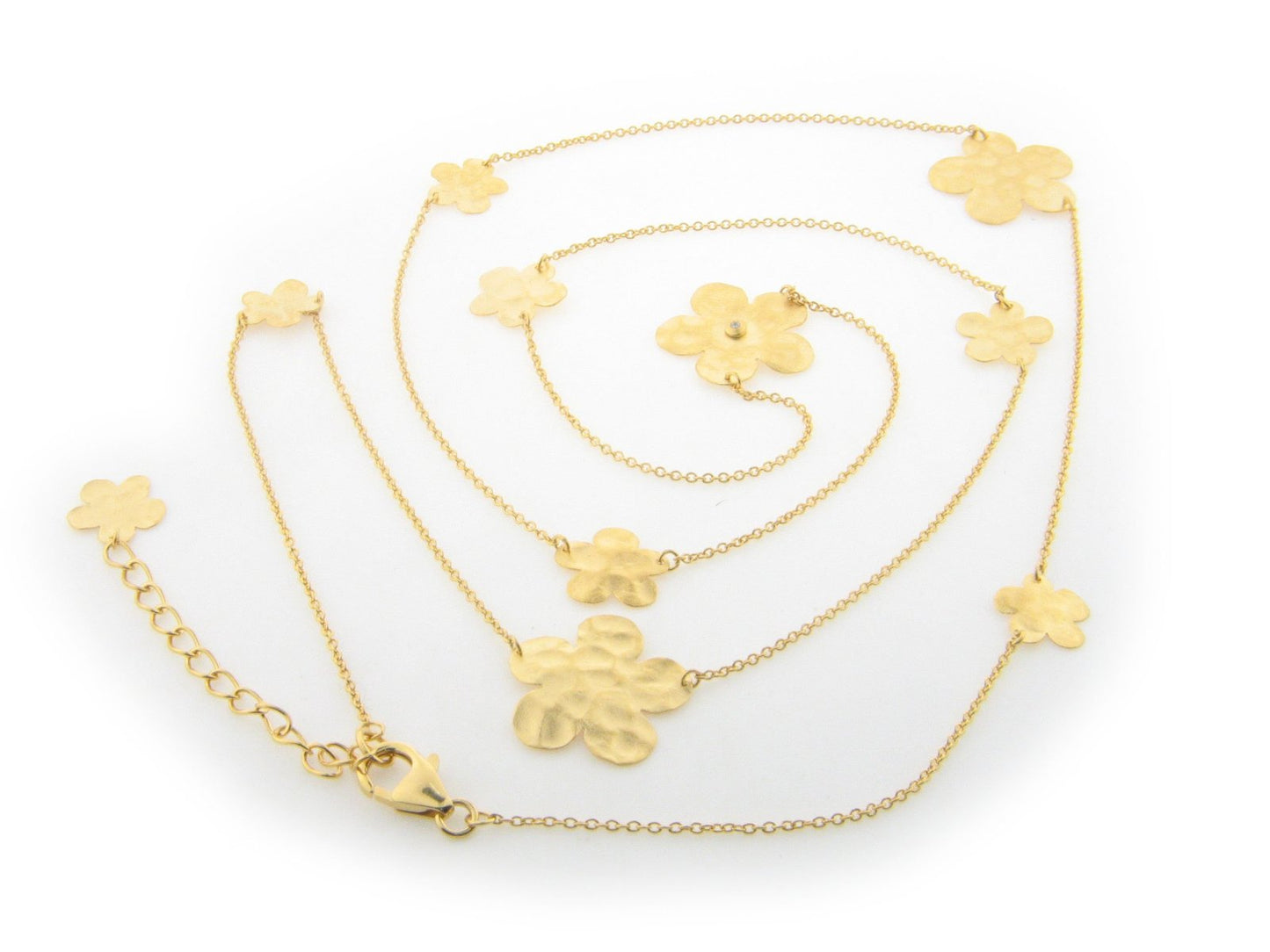 Hammered Golden Flowers Necklace Necklaces