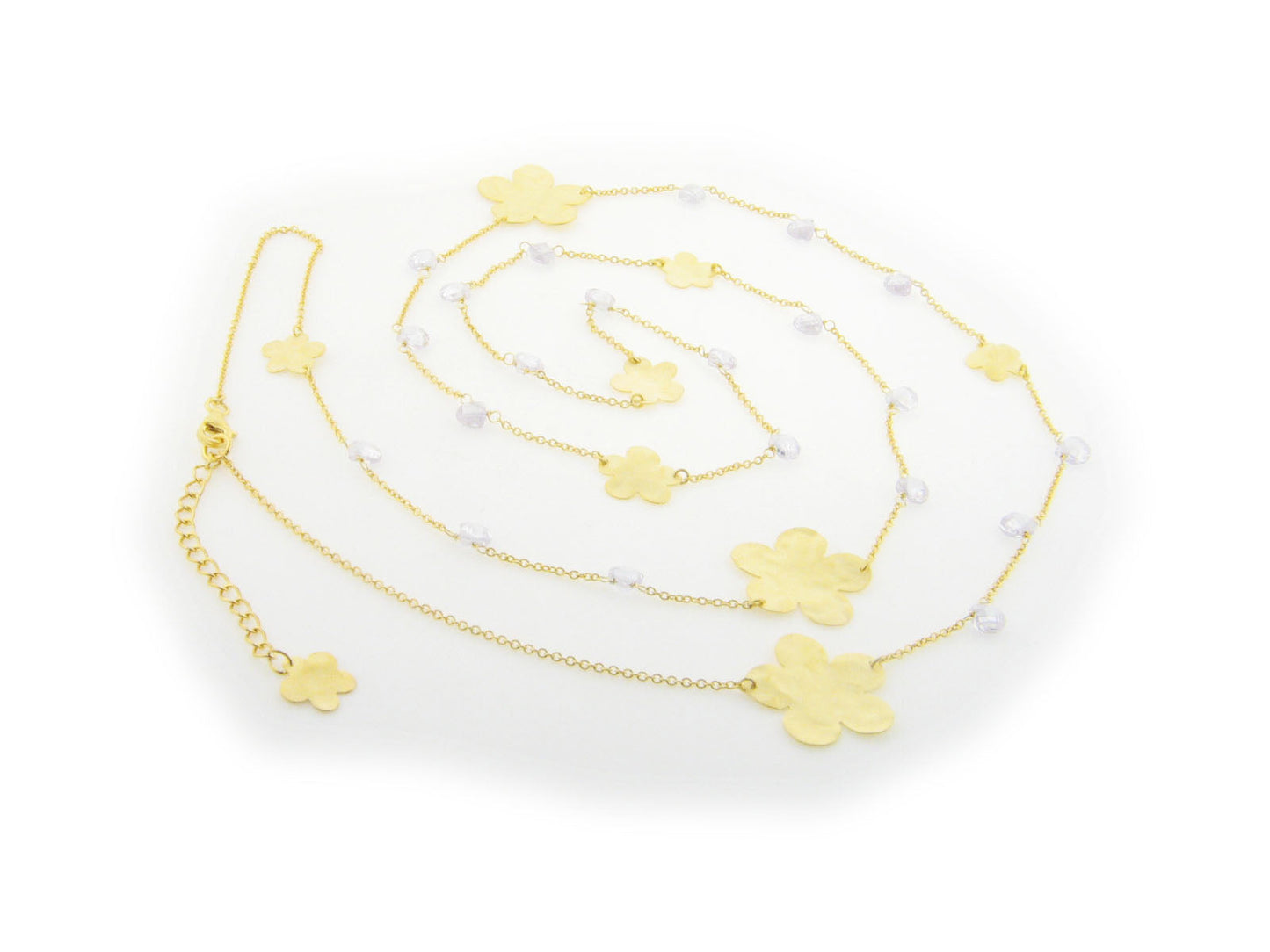 Hammered Sparkling Golden Flowers Necklace Necklaces