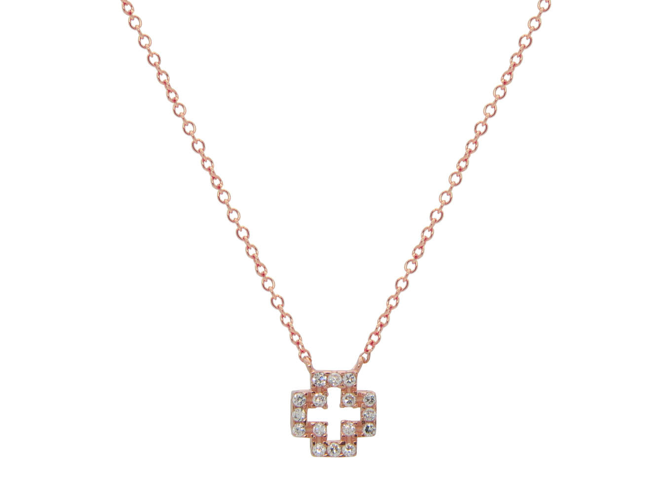 Sparkling Rose Mini Open Cross Necklace Necklaces