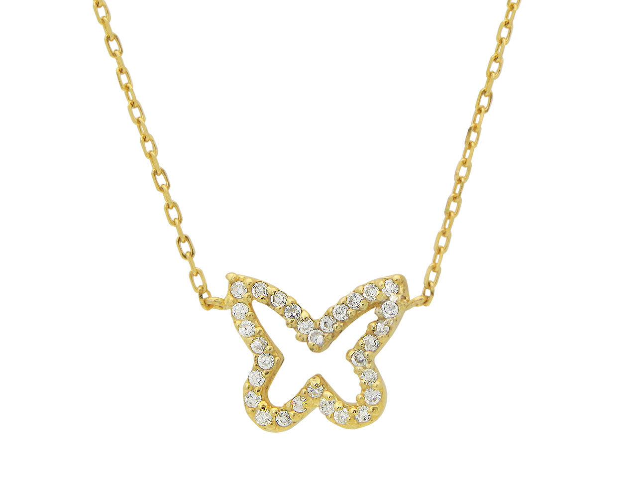 Golden Sparkling Open Butterfly Necklace Necklaces