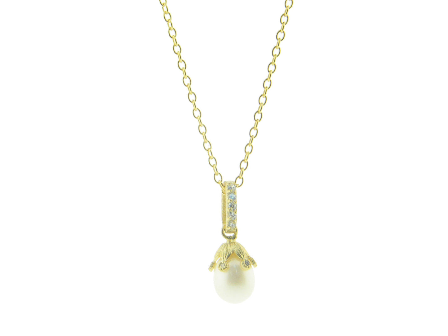 Golden Rice Pearl Flower Necklace Necklaces