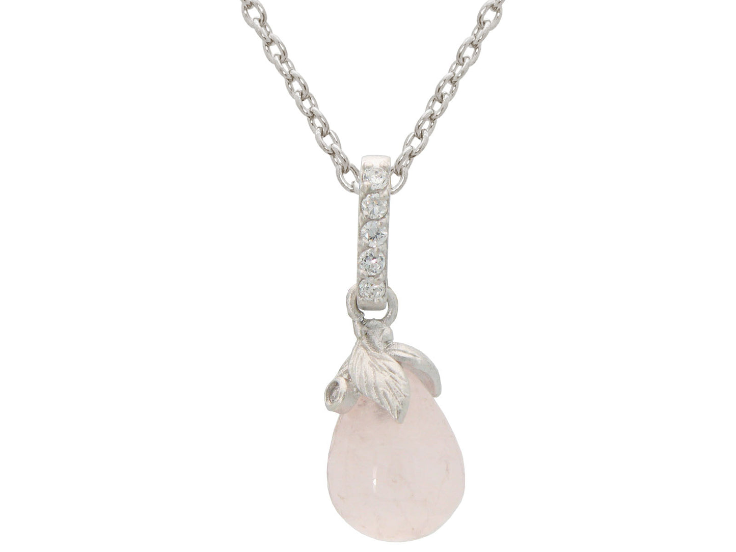Rose Quartz Flower Bulb Necklace Necklaces