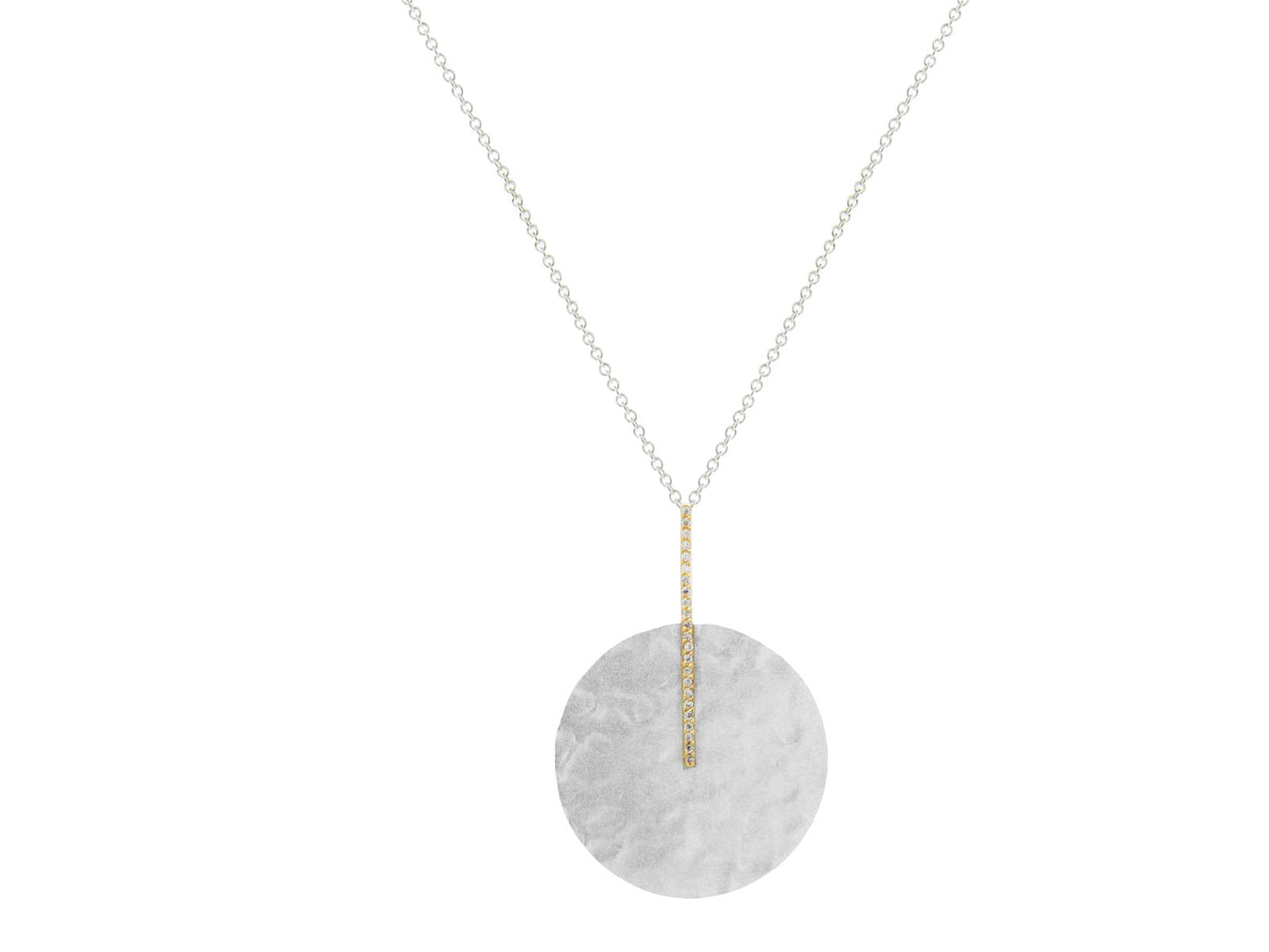 Hammered Disc & CZ Bar Necklace Necklaces