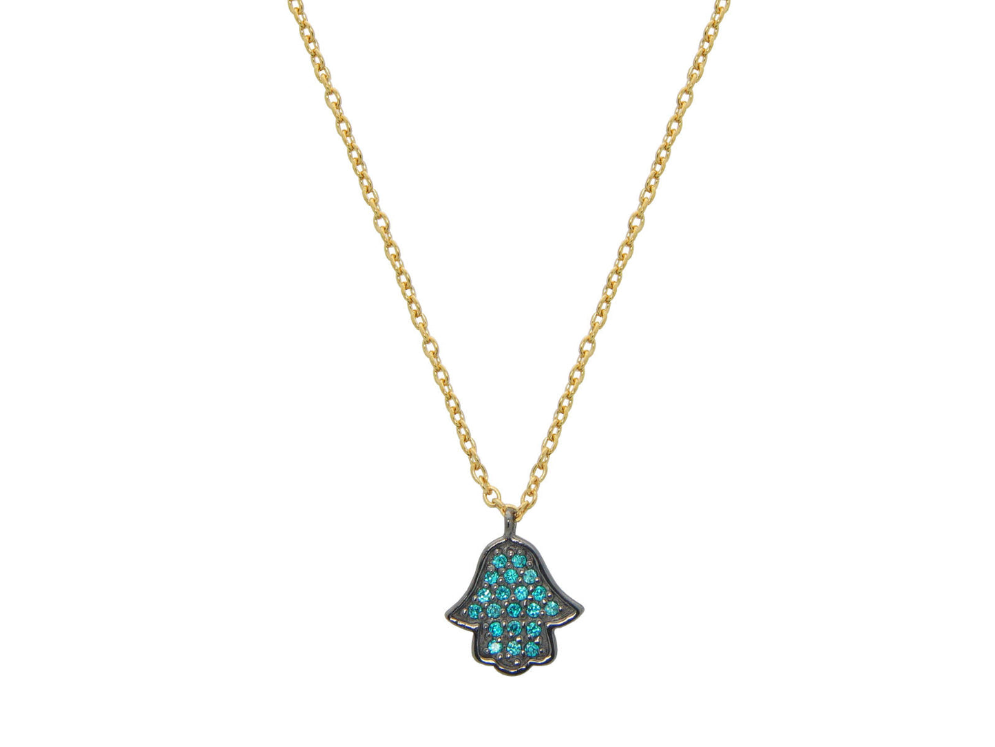 Mini Aqua Hamsa Necklace Necklaces