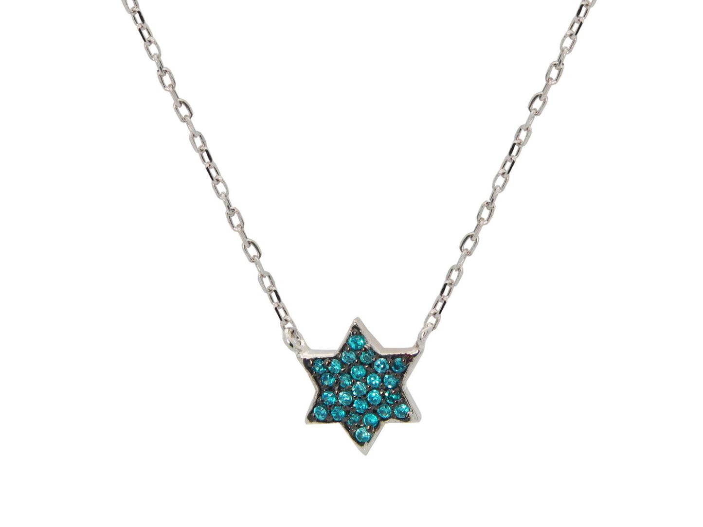 Mini Aqua Star of David Necklace Necklaces