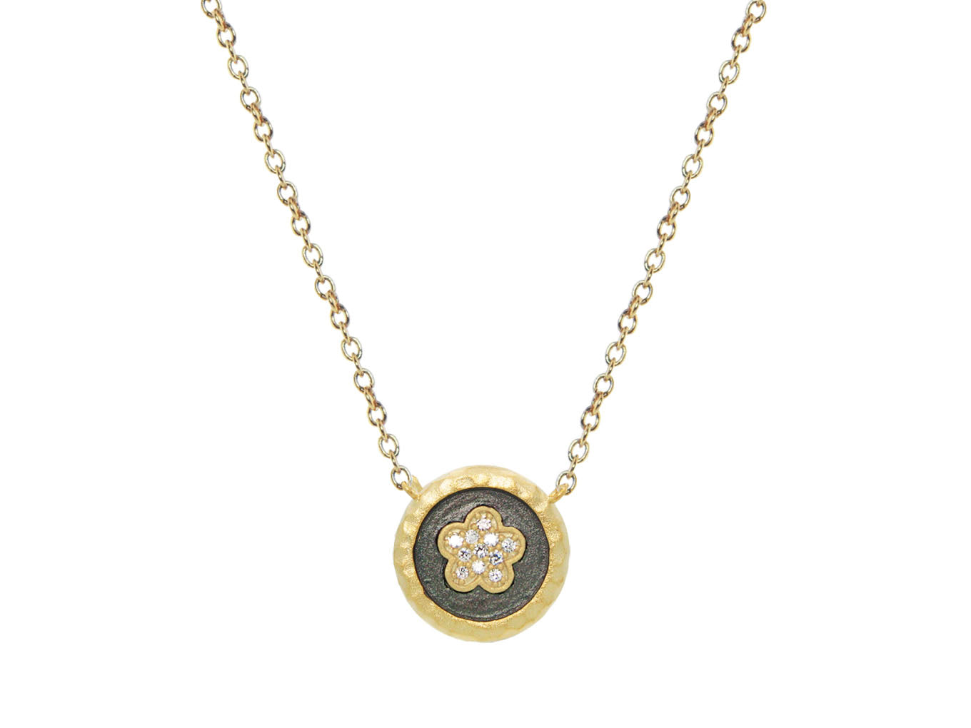 Sparkling Daisy Flower Vermeil Disc Necklace Necklaces