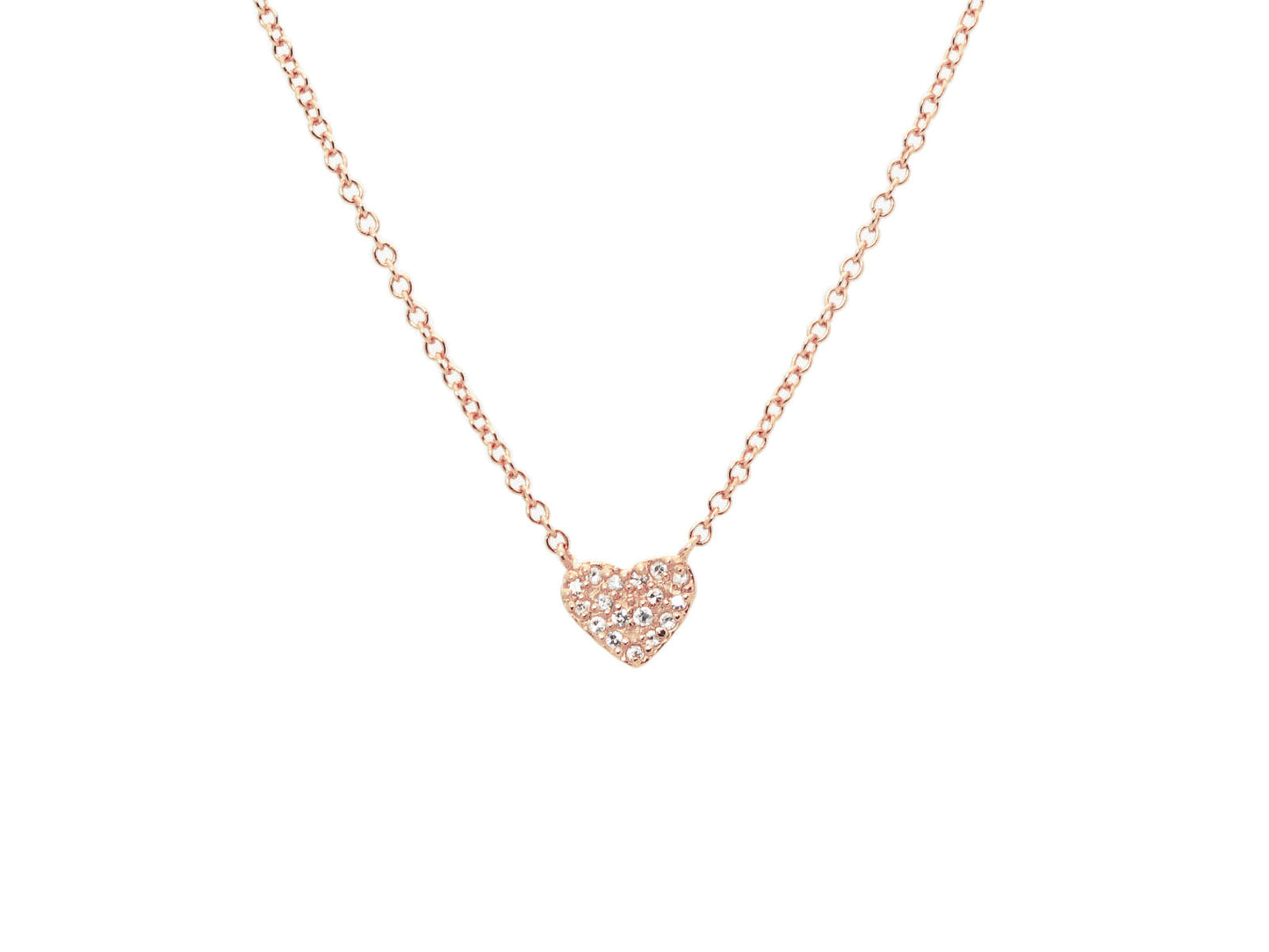 Rose Pave CZ Heart Pendant Necklace Necklaces