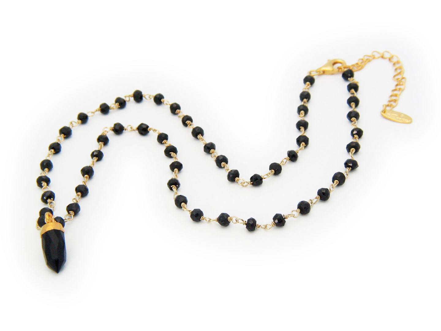 Natural Black Onyx Bullet Necklace Necklaces
