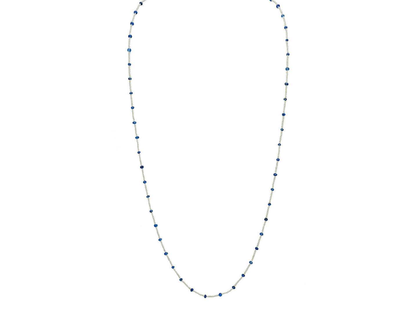 Silver Beads & Sapphire Necklace Necklaces